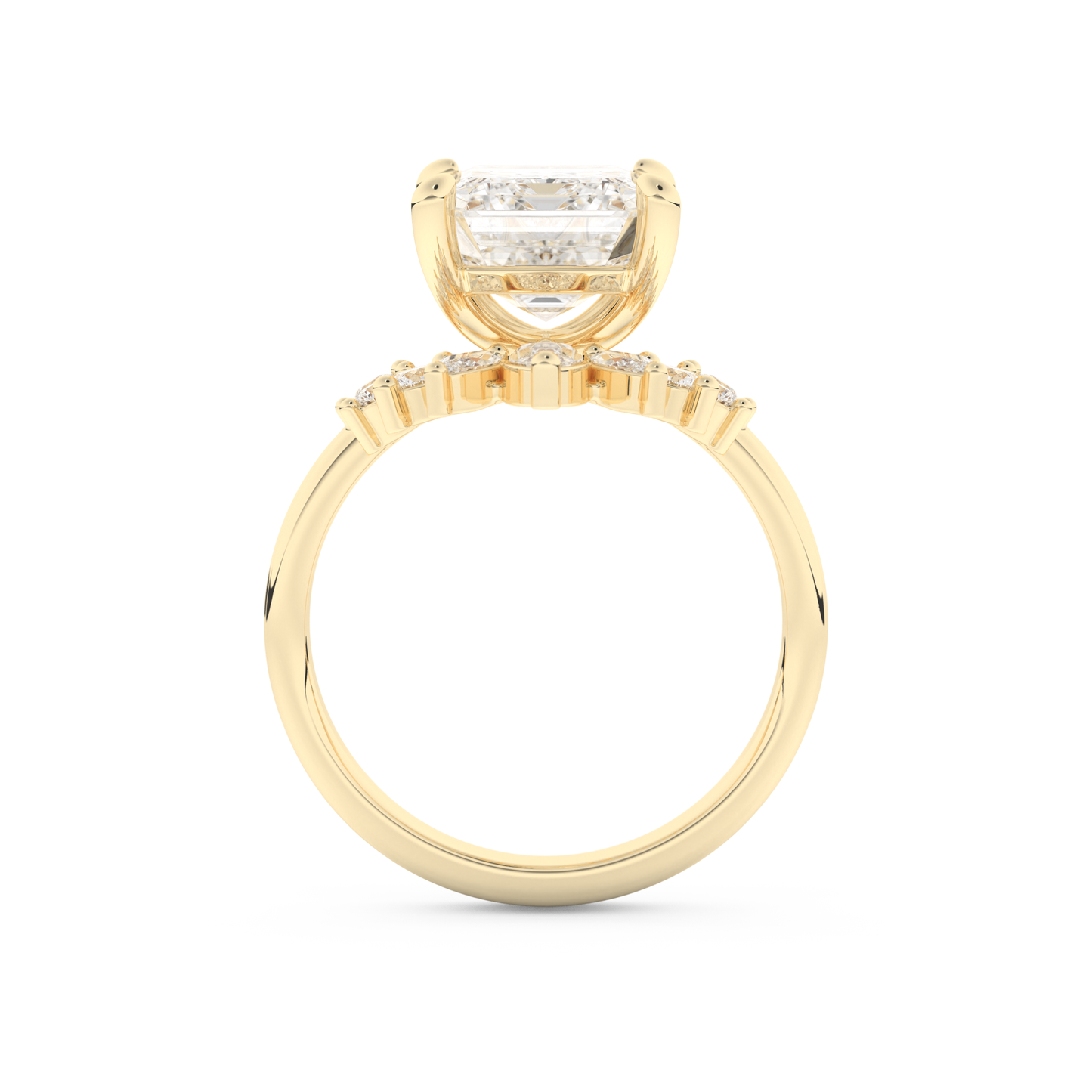 Emerald Cut Moissanite Bridal Set with Solitaire Settings– 3.71 CT Center, 0.41 TCW Accents