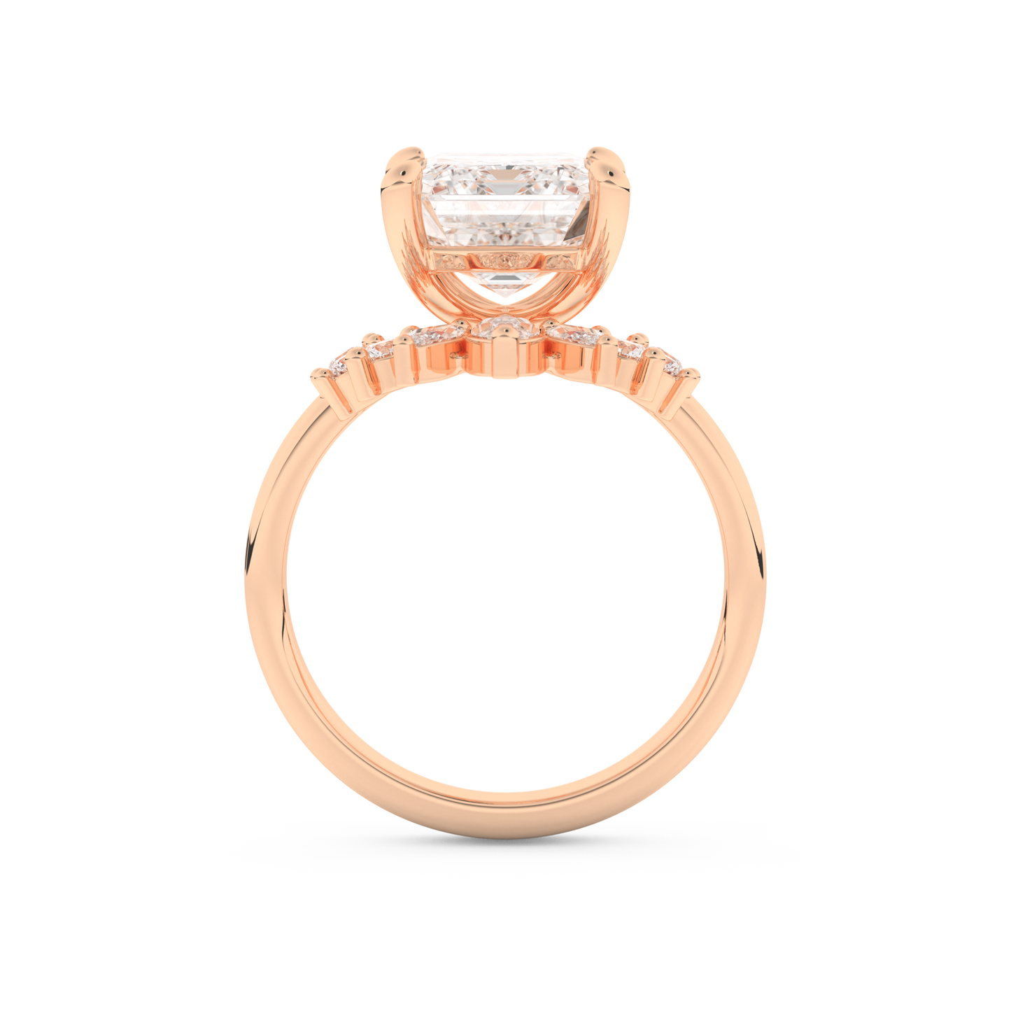 Emerald Cut Moissanite Bridal Set with Solitaire Settings– 3.71 CT Center, 0.41 TCW Accents