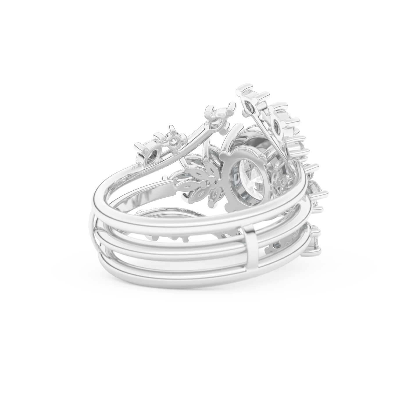 Oval Cut Moissanite Bridal Set with Cluster Settings– 1.67 CT Center, 0.45 TCW Accents