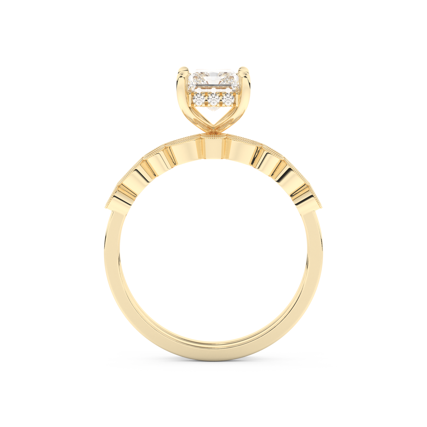 Radiant Cut Moissanite Bridal Set with Pave Settings– 1.56 CT Center, 0.53 TCW Accents
