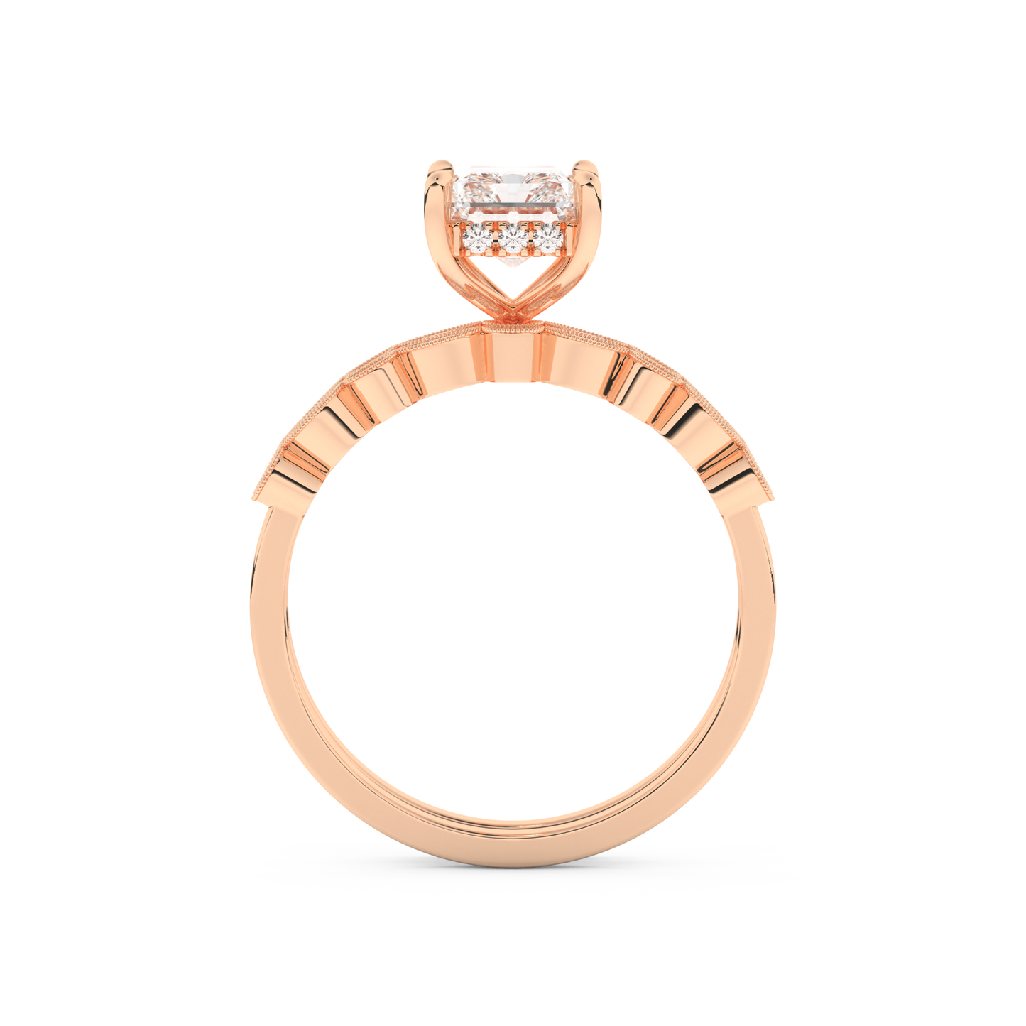 Radiant Cut Moissanite Bridal Set with Pave Settings– 1.56 CT Center, 0.53 TCW Accents