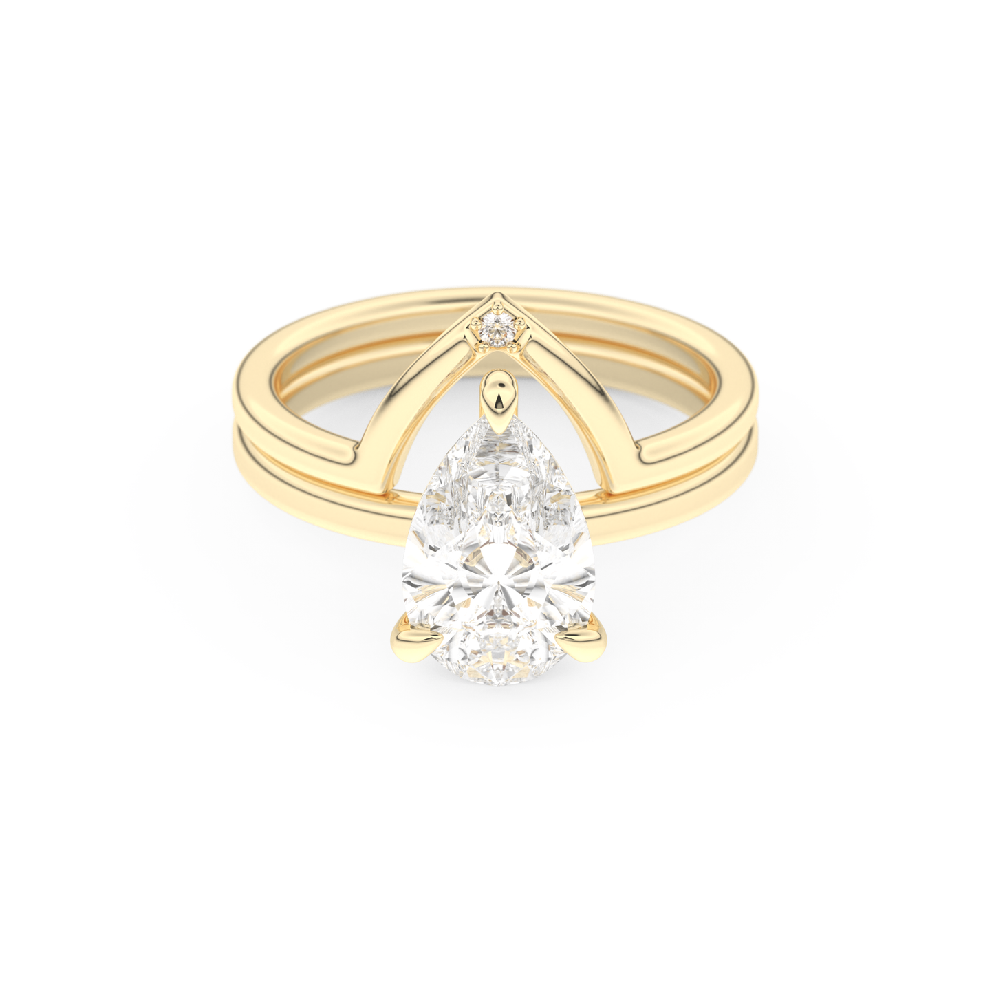 Pear Cut Moissanite Bridal Set with Solitaire Settings – 1.99 CT Center, 0.01 TCW Accents