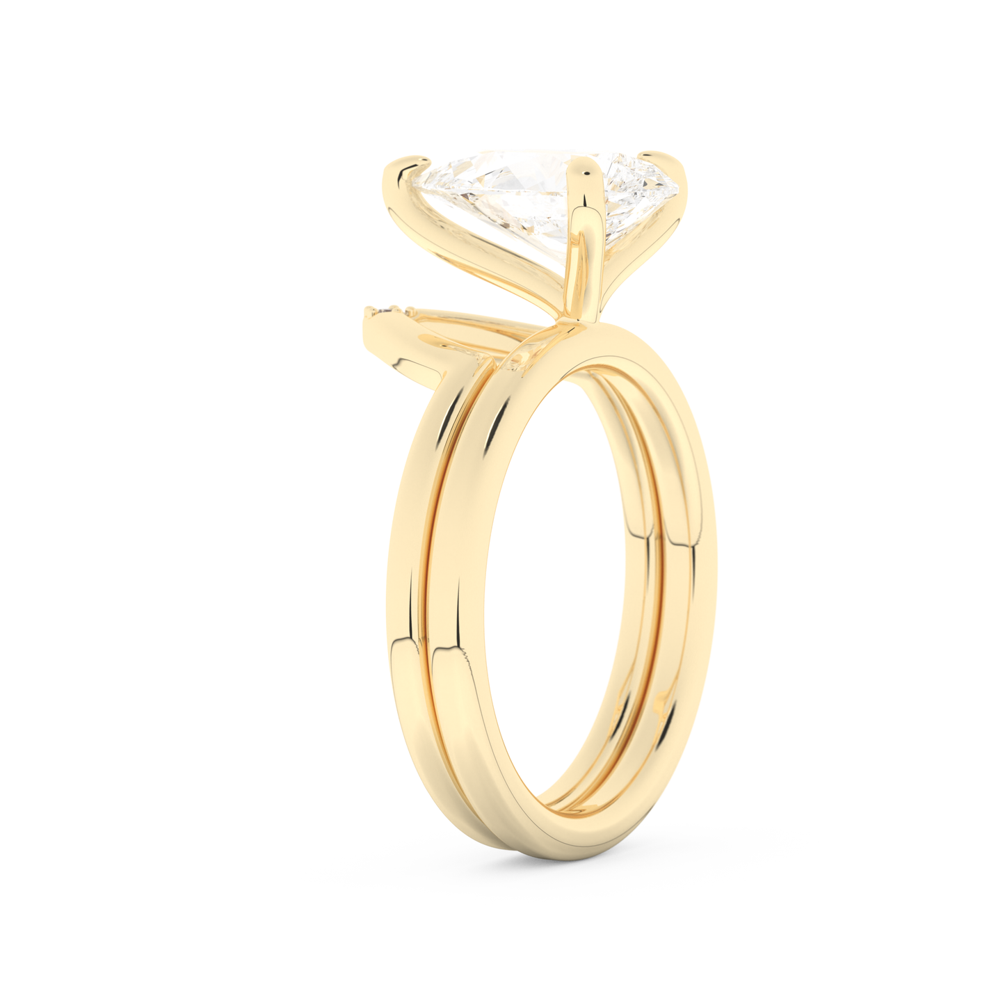 Pear Cut Moissanite Bridal Set with Solitaire Settings – 1.99 CT Center, 0.01 TCW Accents