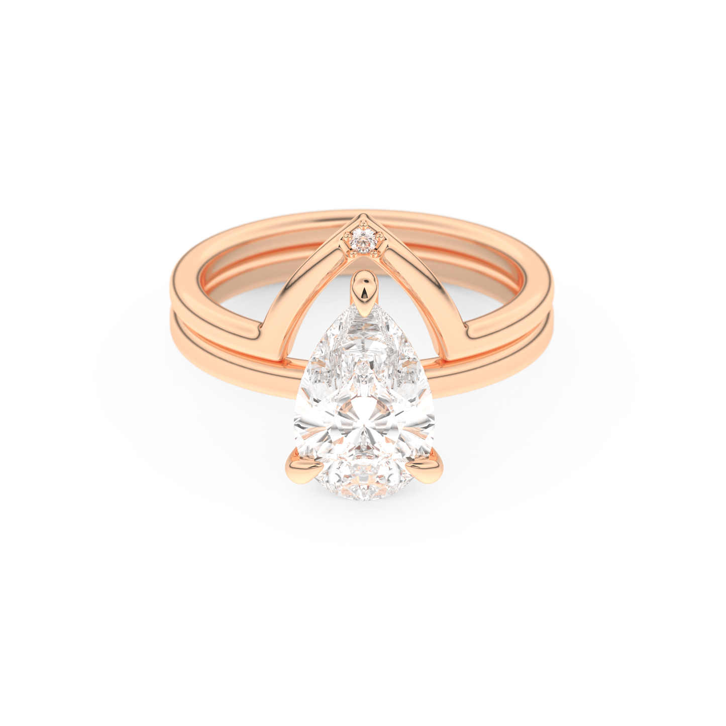 Pear Cut Moissanite Bridal Set with Solitaire Settings – 1.99 CT Center, 0.01 TCW Accents
