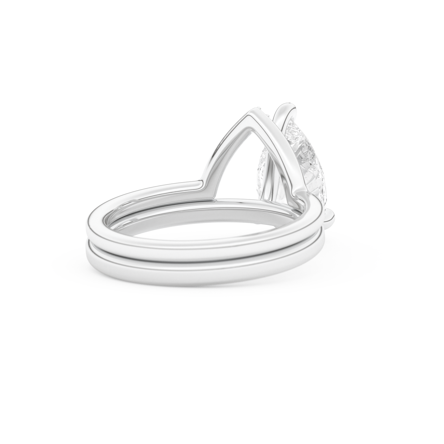 Pear Cut Moissanite Bridal Set with Solitaire Settings – 1.99 CT Center, 0.01 TCW Accents