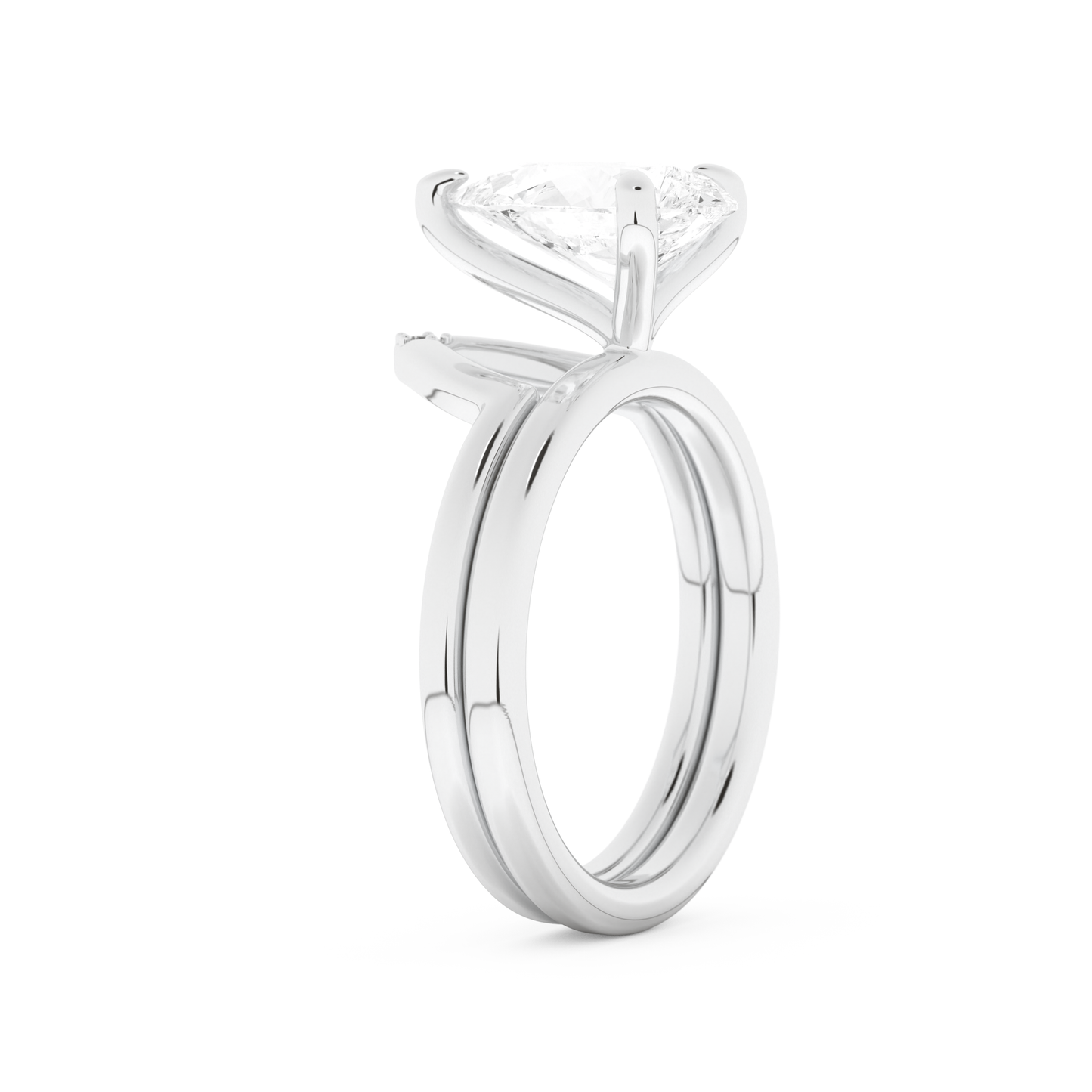 Pear Cut Moissanite Bridal Set with Solitaire Settings – 1.99 CT Center, 0.01 TCW Accents