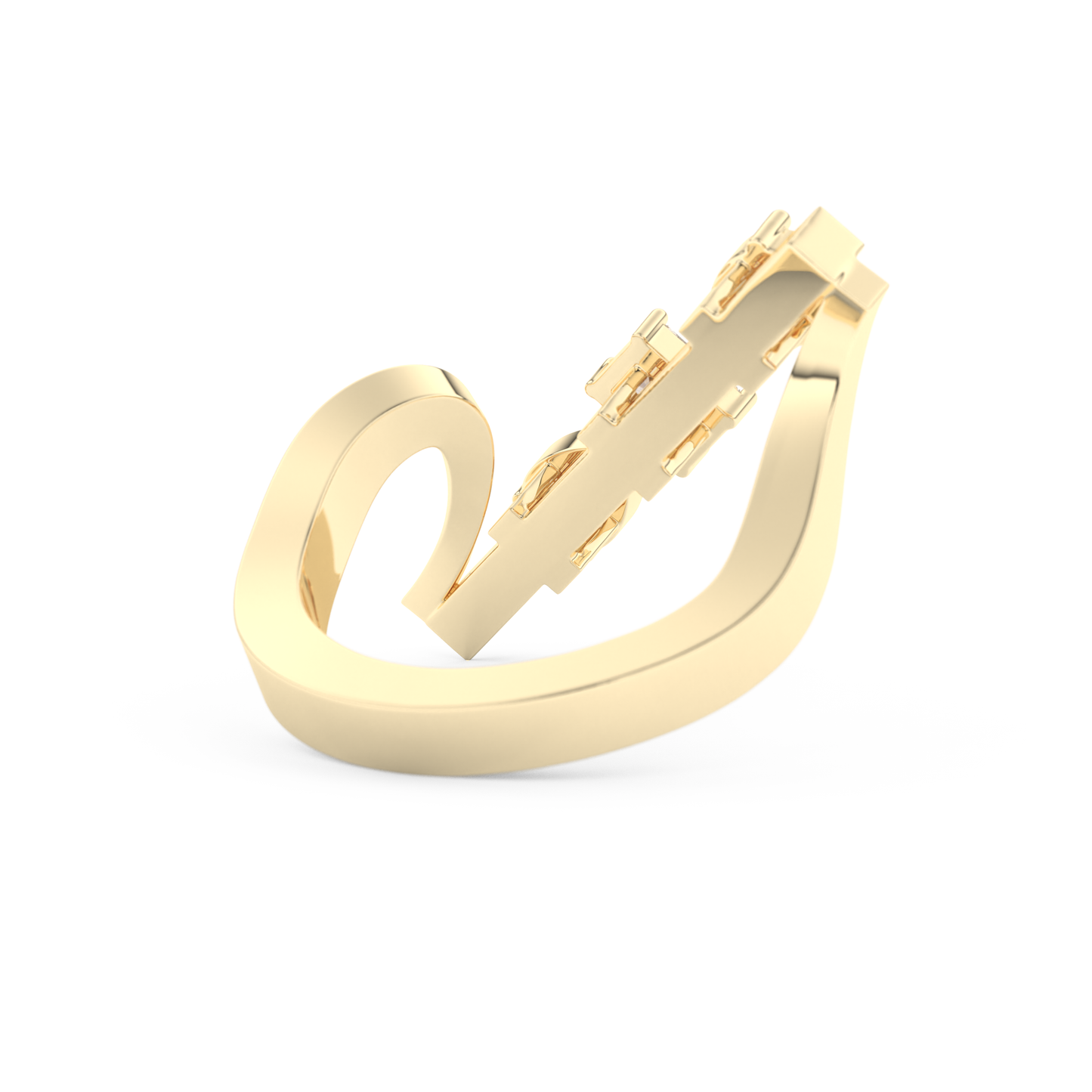 Elongated Emerald Cut 0.26 Carat Moissanite Ring – Cluster and Pave Setting in Gold
