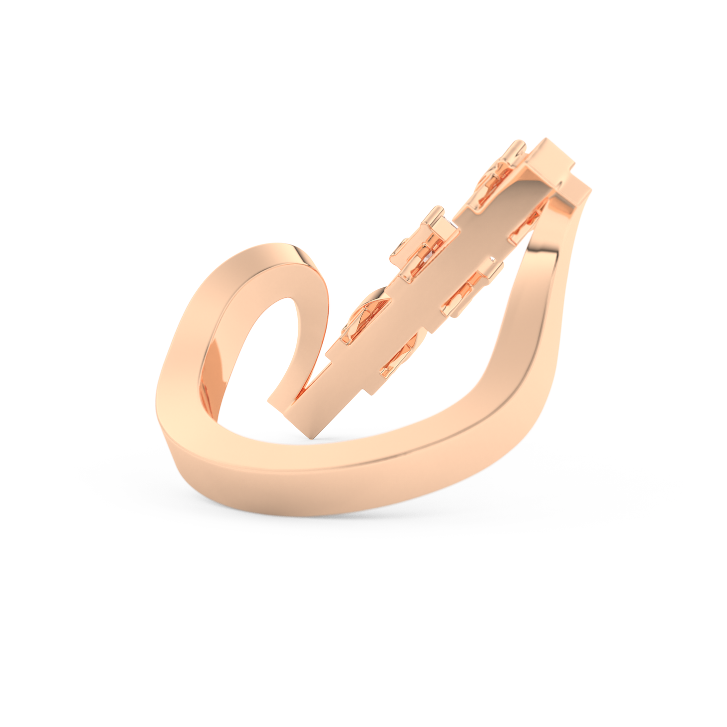 Elongated Emerald Cut 0.26 Carat Moissanite Ring – Cluster and Pave Setting in Gold