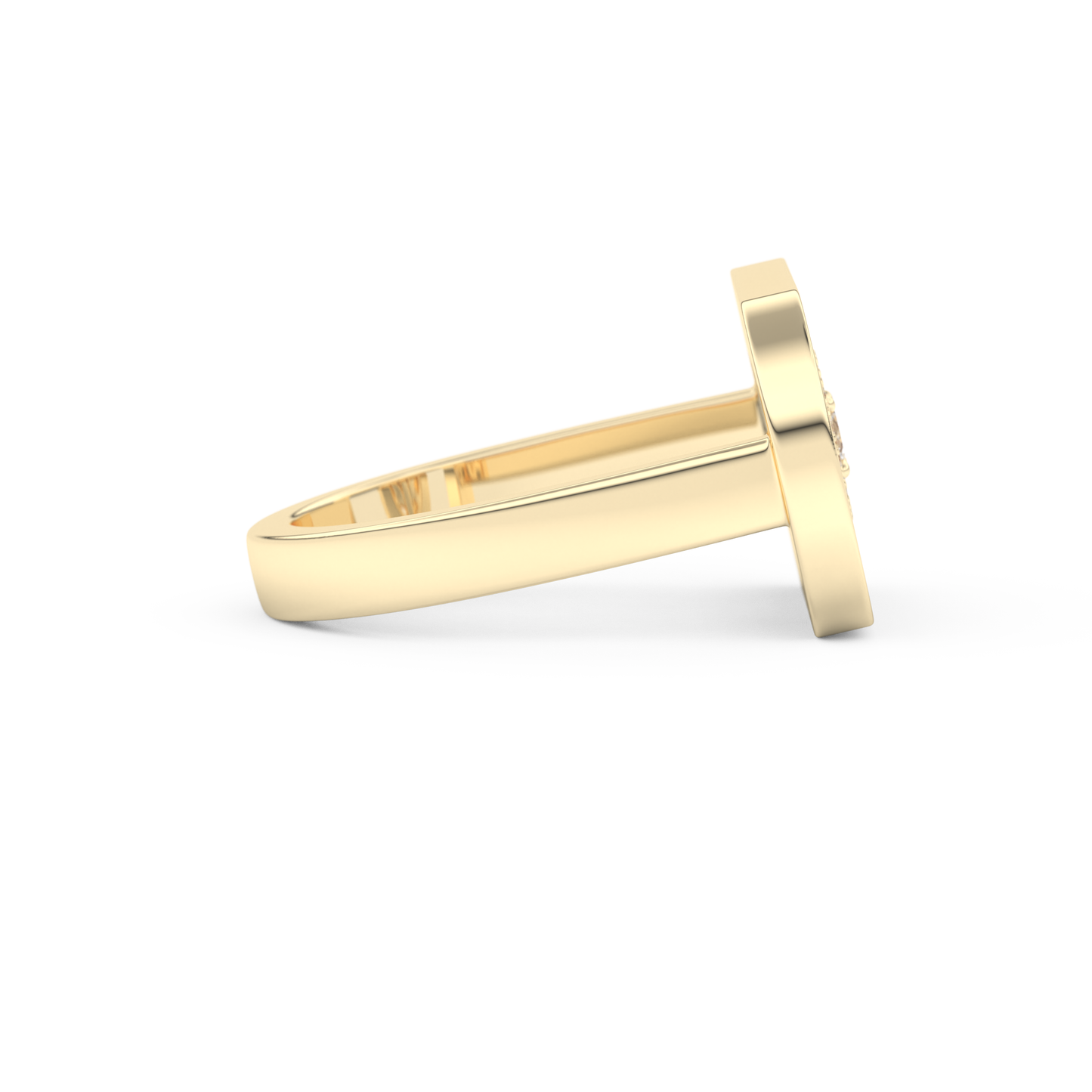 Elongated Round Cut 0.11 Carat Moissanite Ring – Halo Setting in Gold