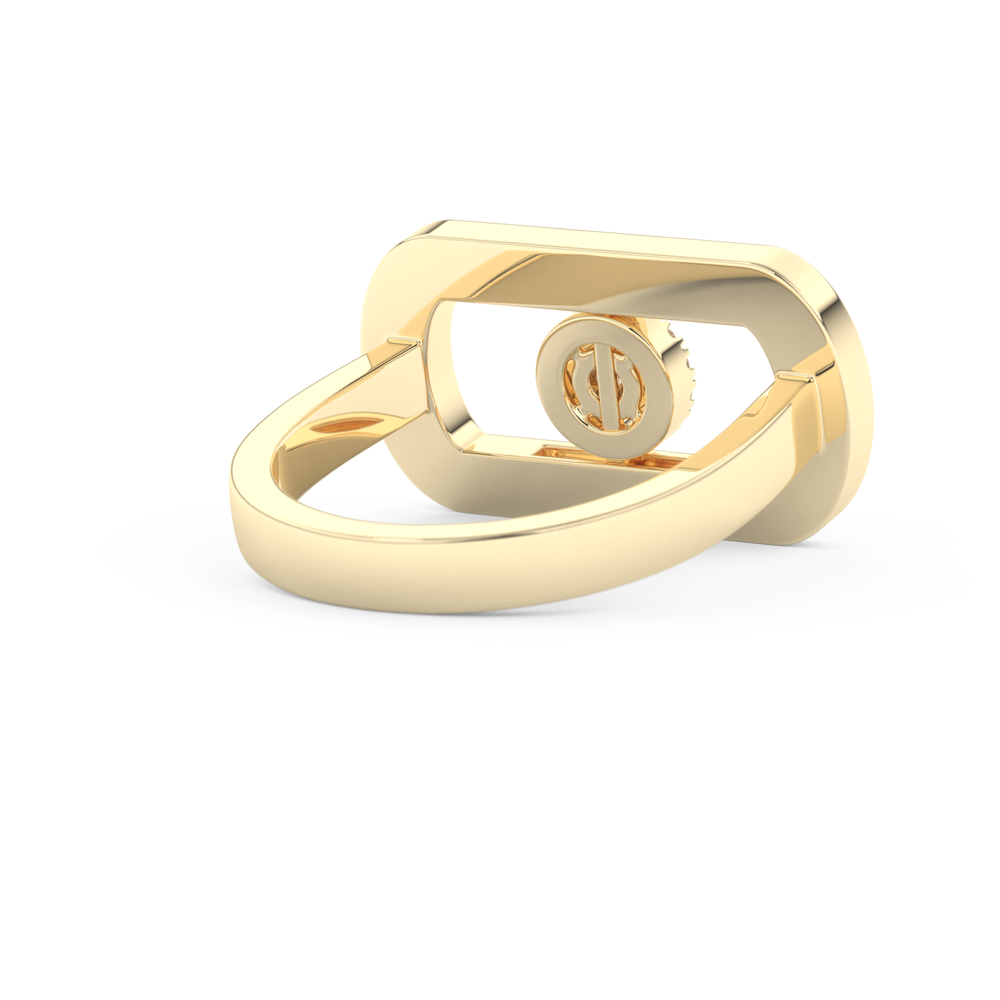 Elongated Round Cut 0.11 Carat Moissanite Ring – Halo Setting in Gold