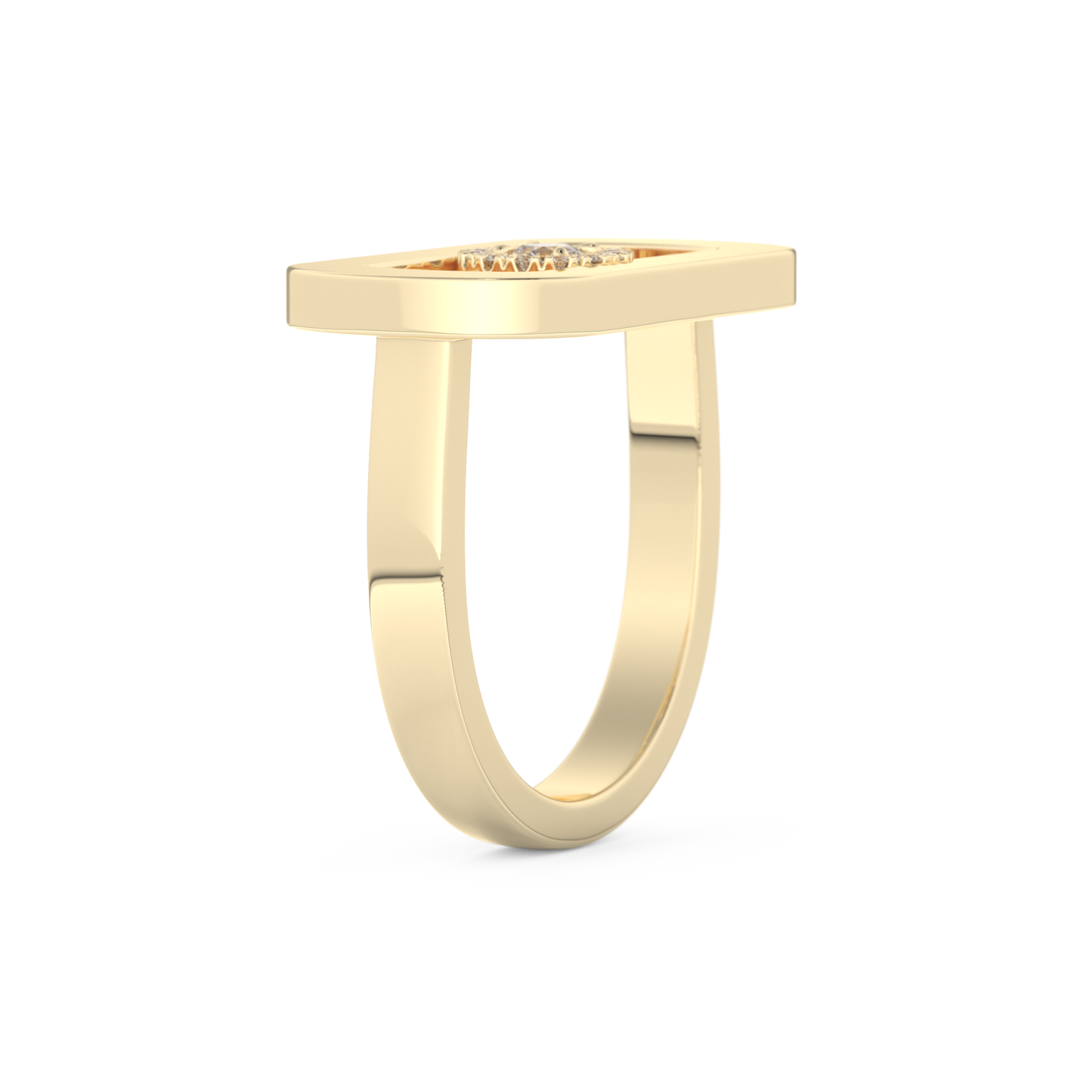 Elongated Round Cut 0.11 Carat Moissanite Ring – Halo Setting in Gold