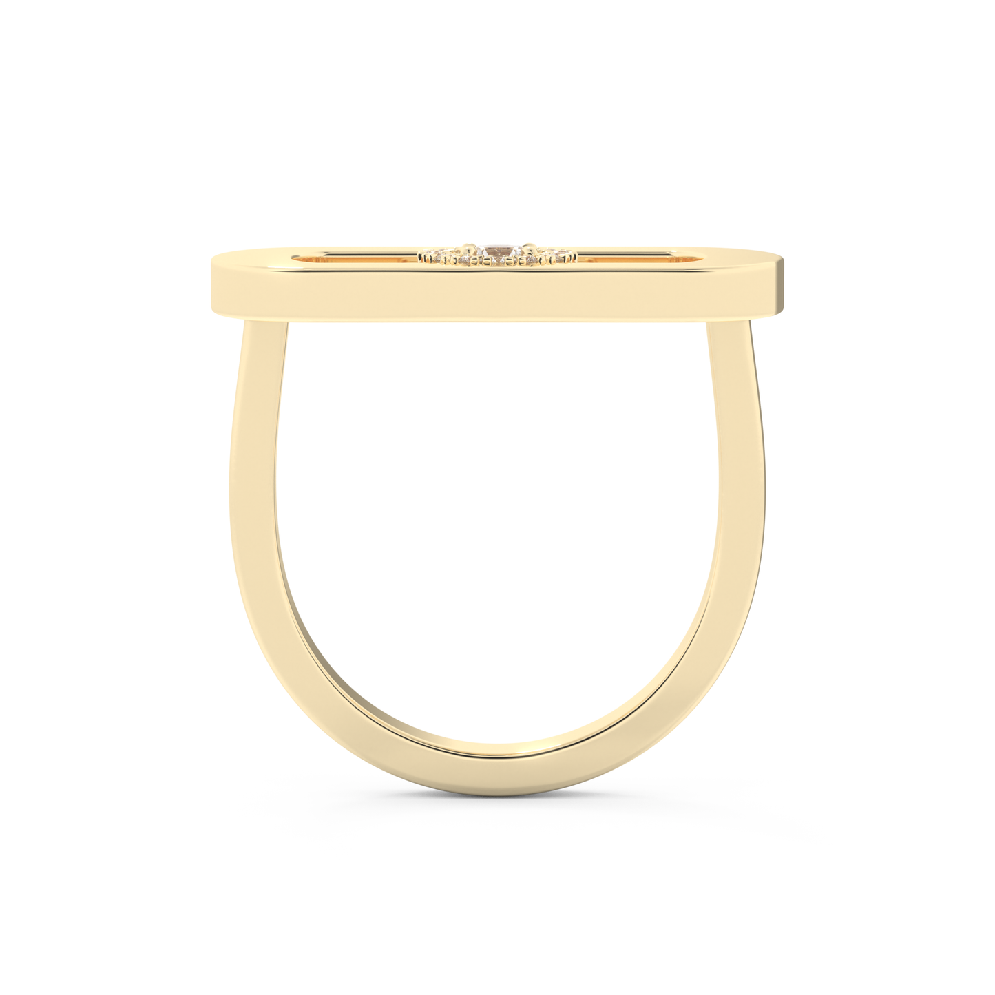 Elongated Round Cut 0.11 Carat Moissanite Ring – Halo Setting in Gold