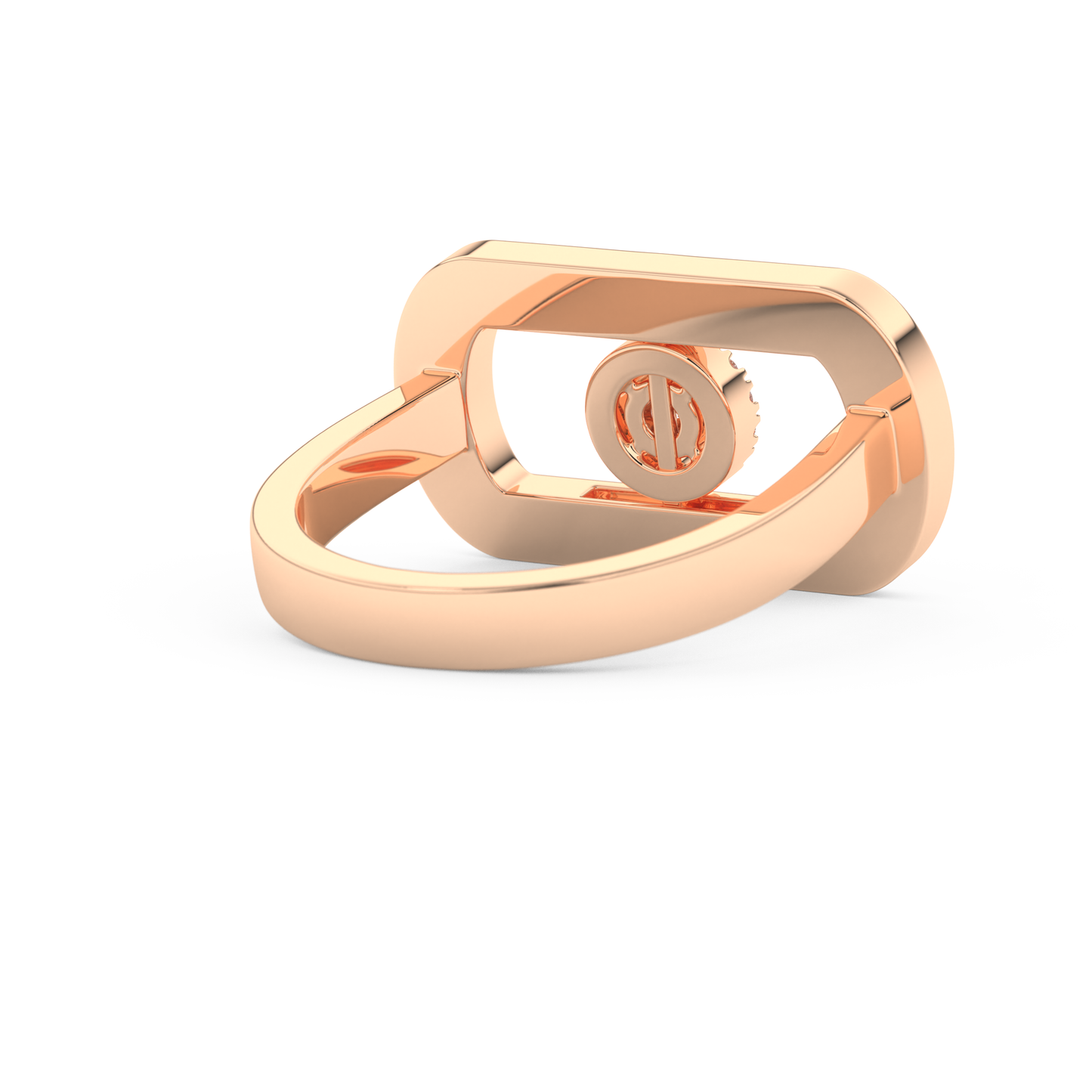 Elongated Round Cut 0.11 Carat Moissanite Ring – Halo Setting in Gold