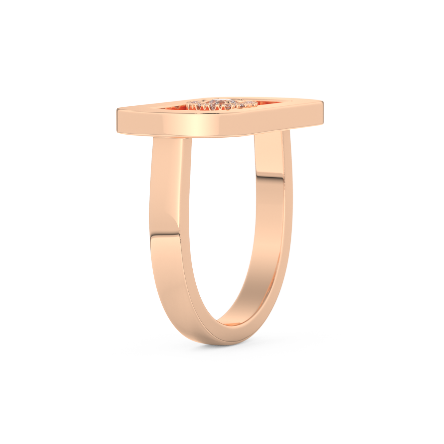 Elongated Round Cut 0.11 Carat Moissanite Ring – Halo Setting in Gold