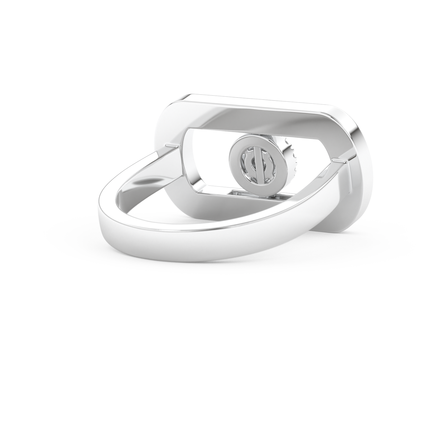 Elongated Round Cut 0.11 Carat Moissanite Ring – Halo Setting in Gold