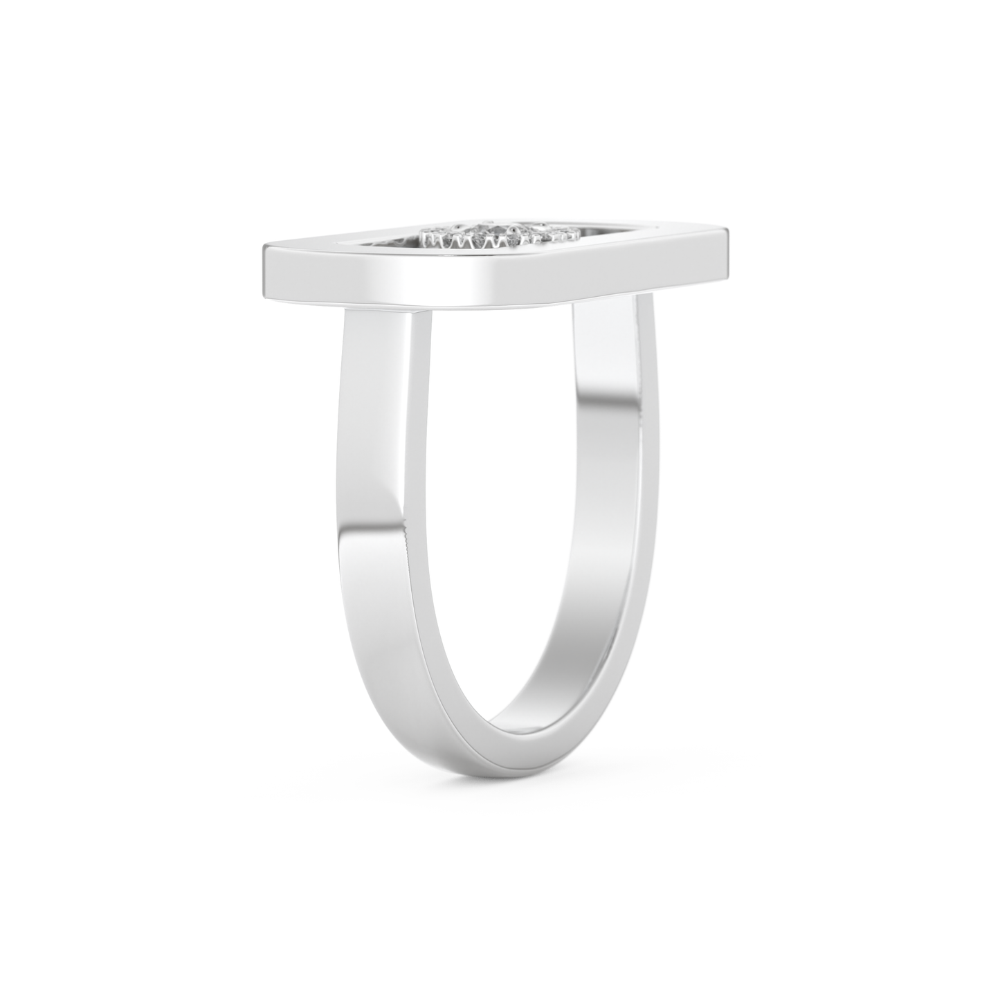 Elongated Round Cut 0.11 Carat Moissanite Ring – Halo Setting in Gold