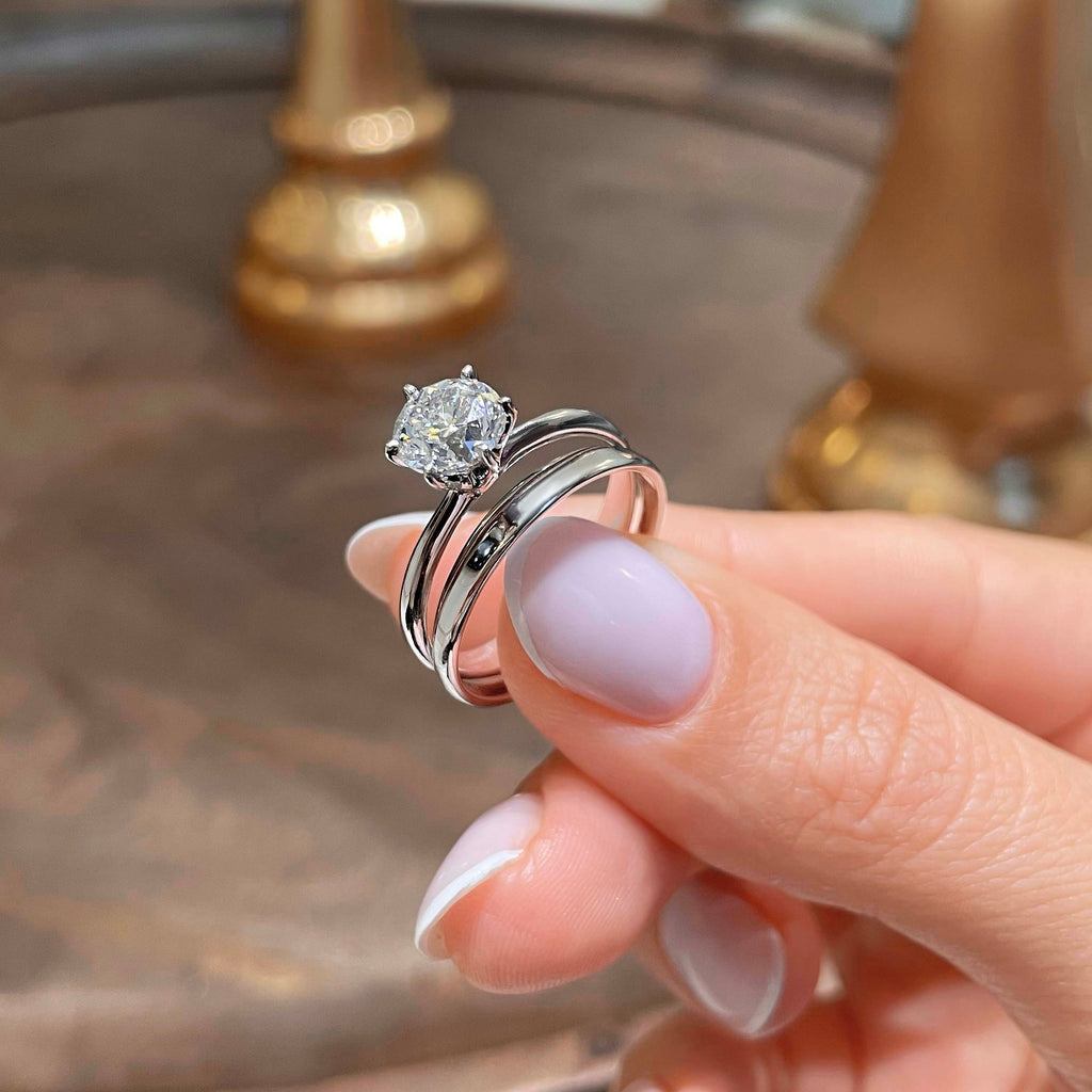 1.50 CT Round Solitaire CVD F/VS Diamond Bridal Ring Set 3