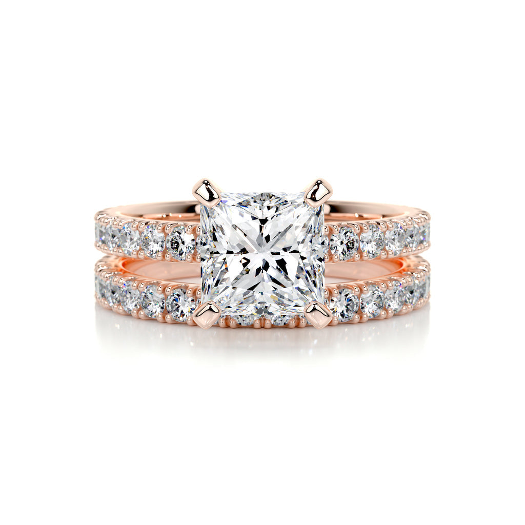 1.50 CT Princess Solitaire CVD F/VS Diamond Bridal Ring Set 13