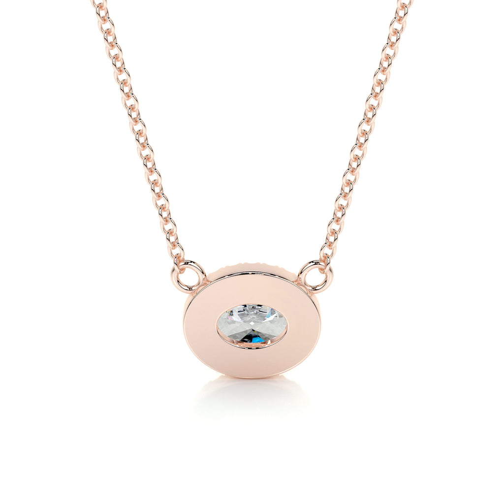 1.0 CT Oval Halo CVD F/VS Diamond Necklace 12