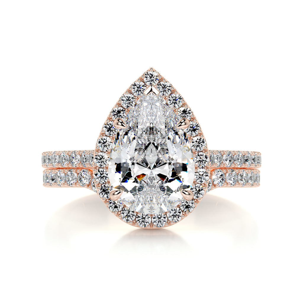 2.0 CT Pear Halo CVD F/VS Diamond Bridal Set 11