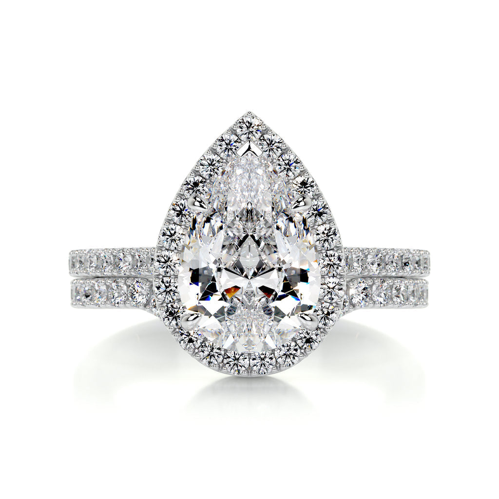 2.0 CT Pear Halo CVD F/VS Diamond Bridal Set 1