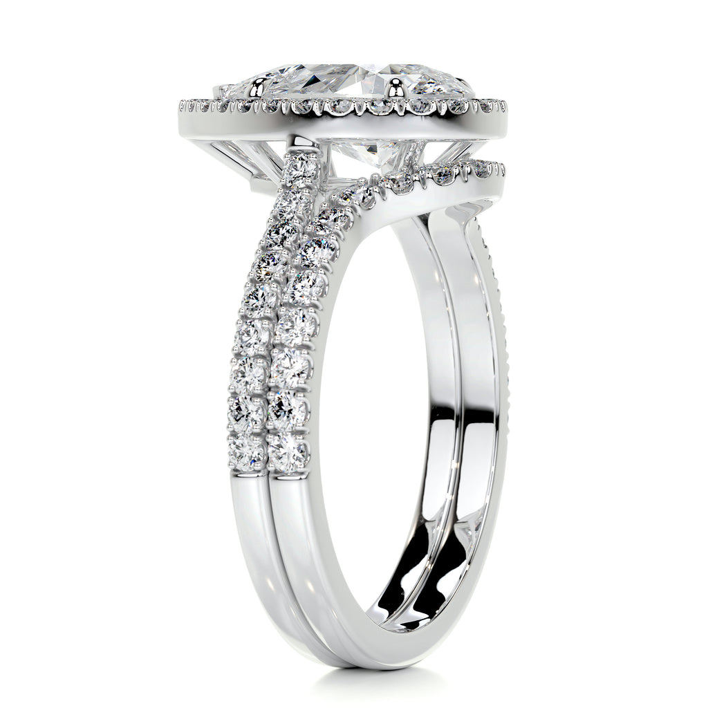 2.0 CT Pear Halo CVD F/VS Diamond Bridal Set 4