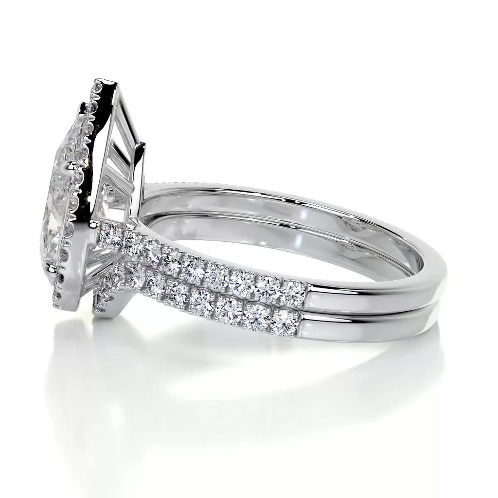 2.0 CT Pear Halo CVD F/VS Diamond Bridal Set 5