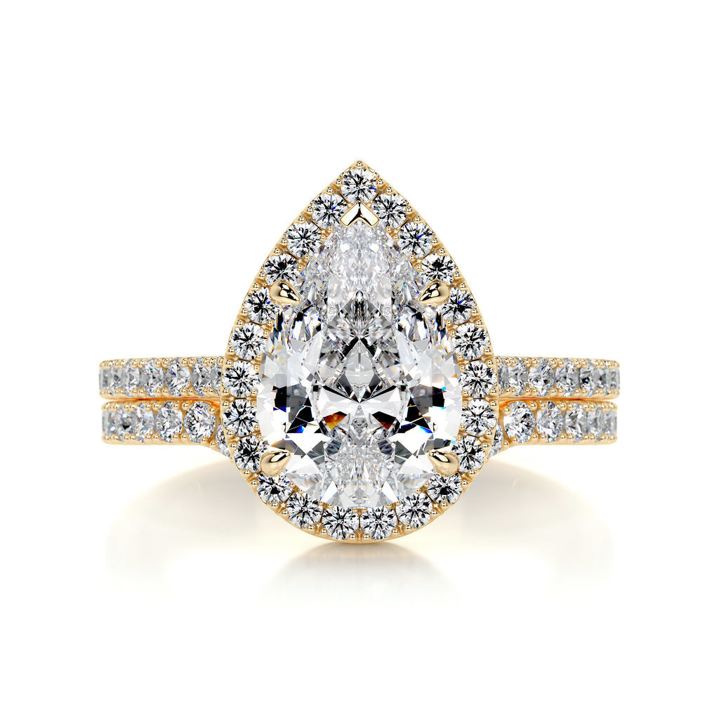 2.0 CT Pear Halo CVD F/VS Diamond Bridal Set 6