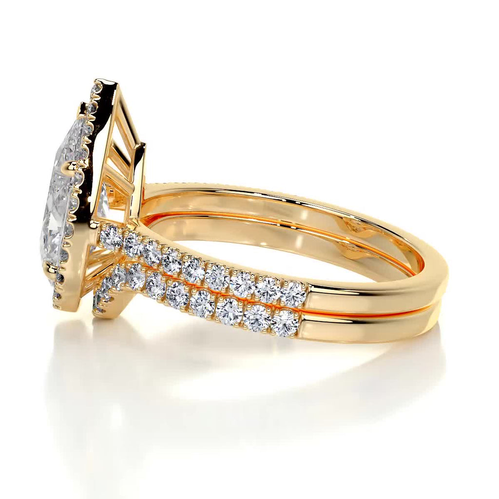 2.0 CT Pear Halo CVD F/VS Diamond Bridal Set 9