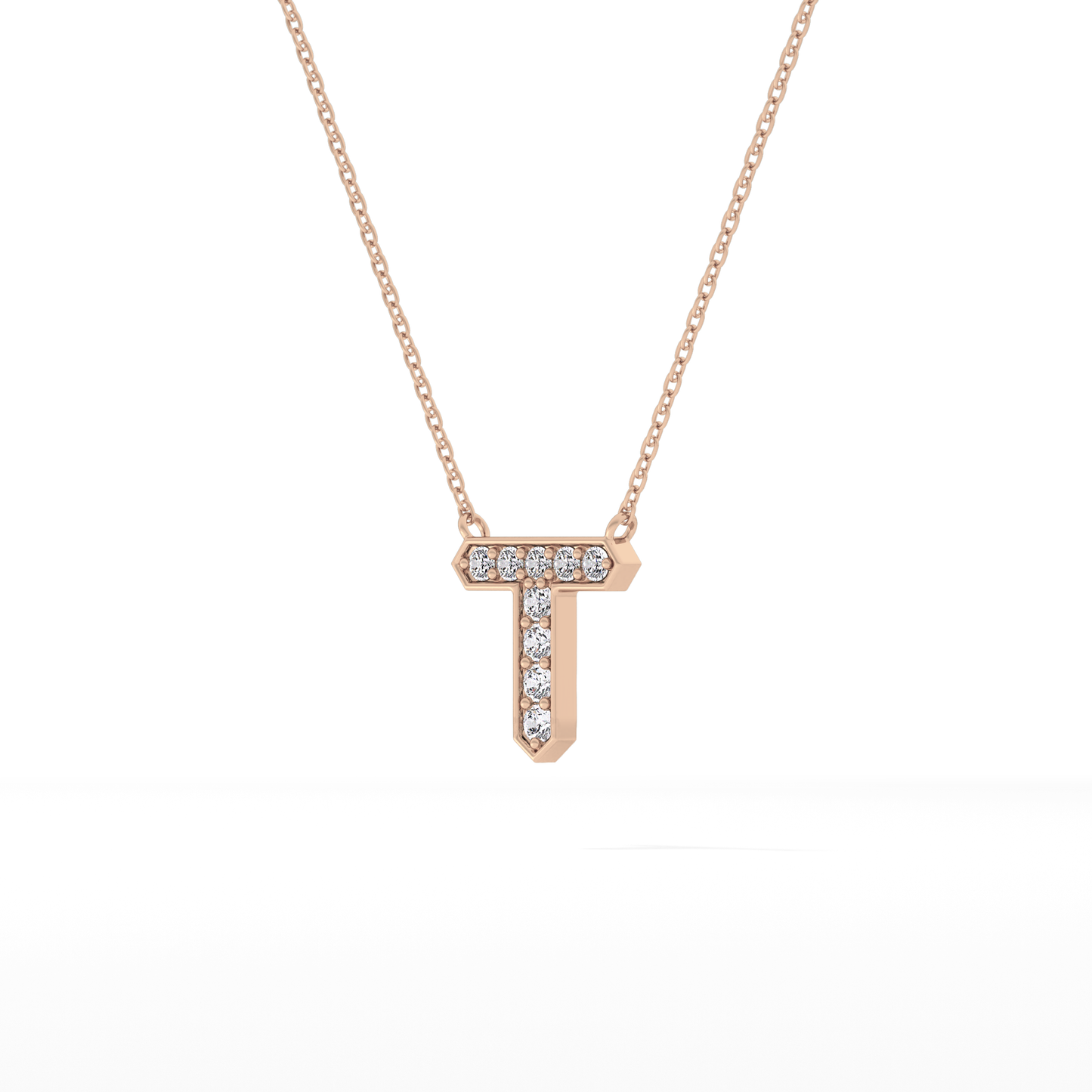 Classic 0.17 TCW Round T Shaped Moissanite Diamond Necklace