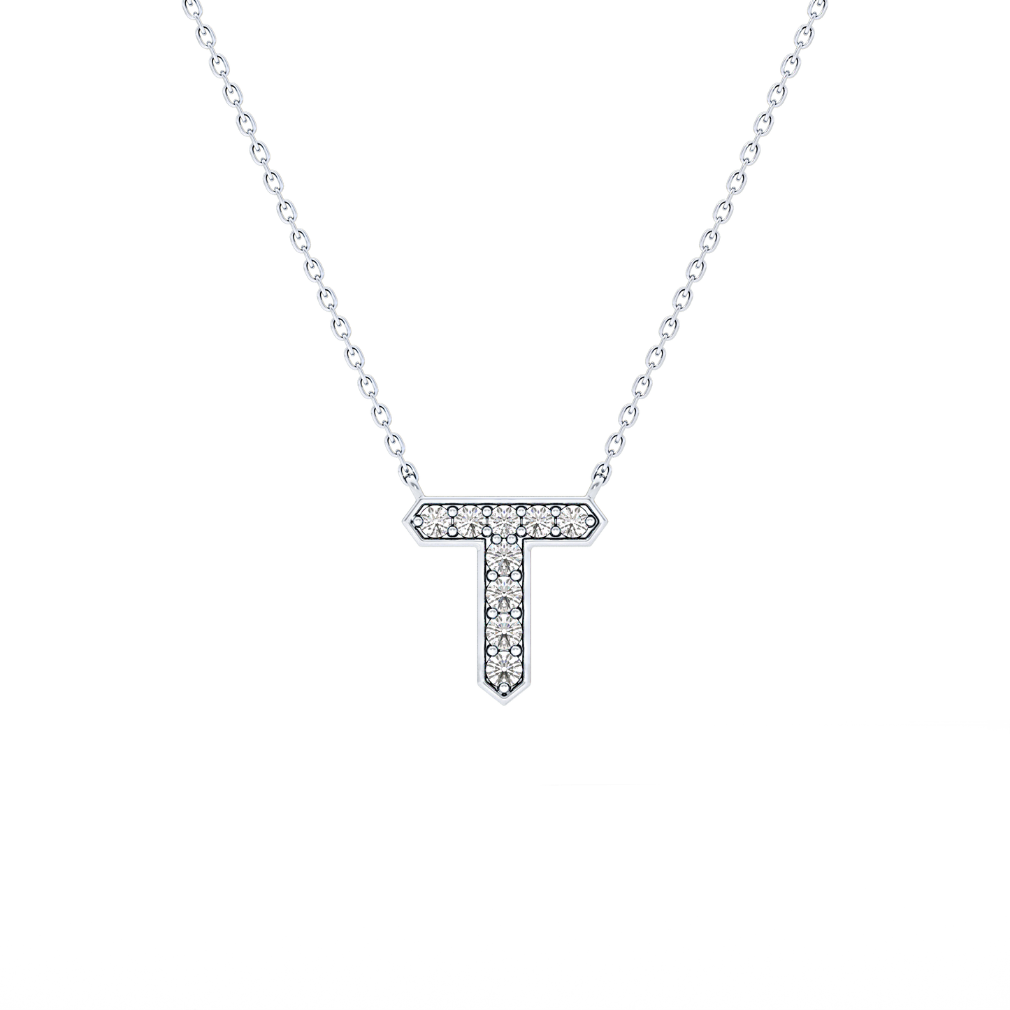 Classic 0.17 TCW Round T Shaped Moissanite Diamond Necklace
