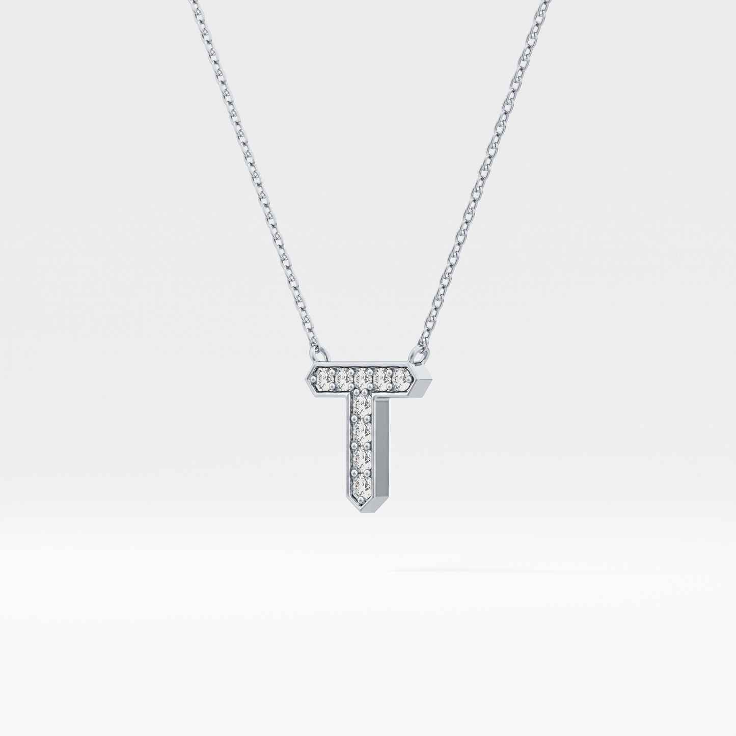 Classic 0.17 TCW Round T Shaped Moissanite Diamond Necklace