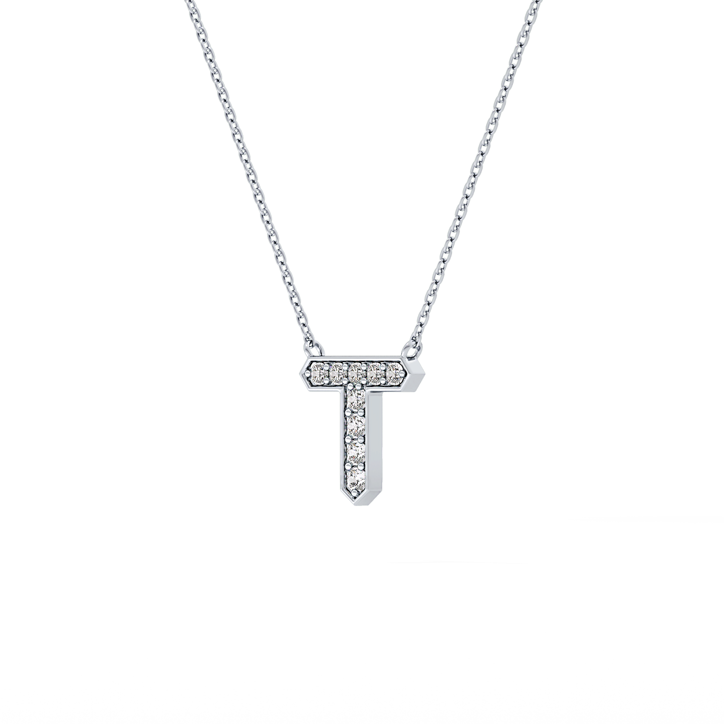 Classic 0.17 TCW Round T Shaped Moissanite Diamond Necklace