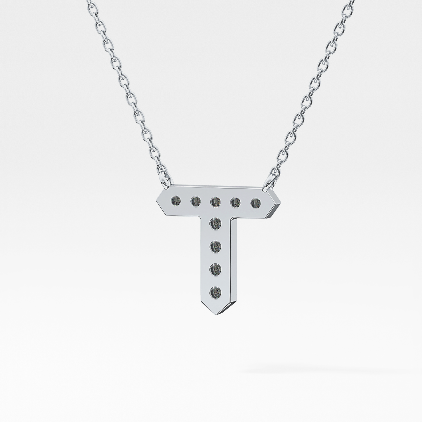 Classic 0.17 TCW Round T Shaped Moissanite Diamond Necklace