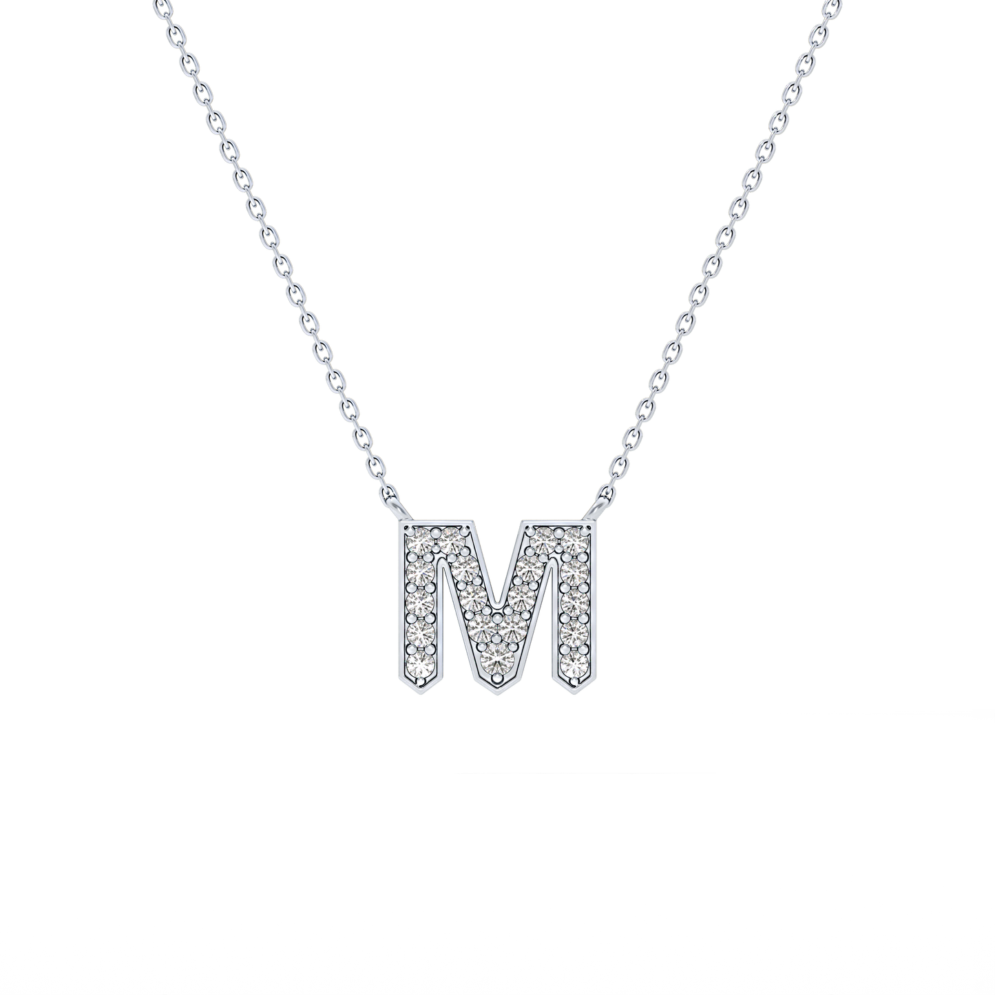 Classic 0.202 TCW Round M Shaped Moissanite Diamond Necklace