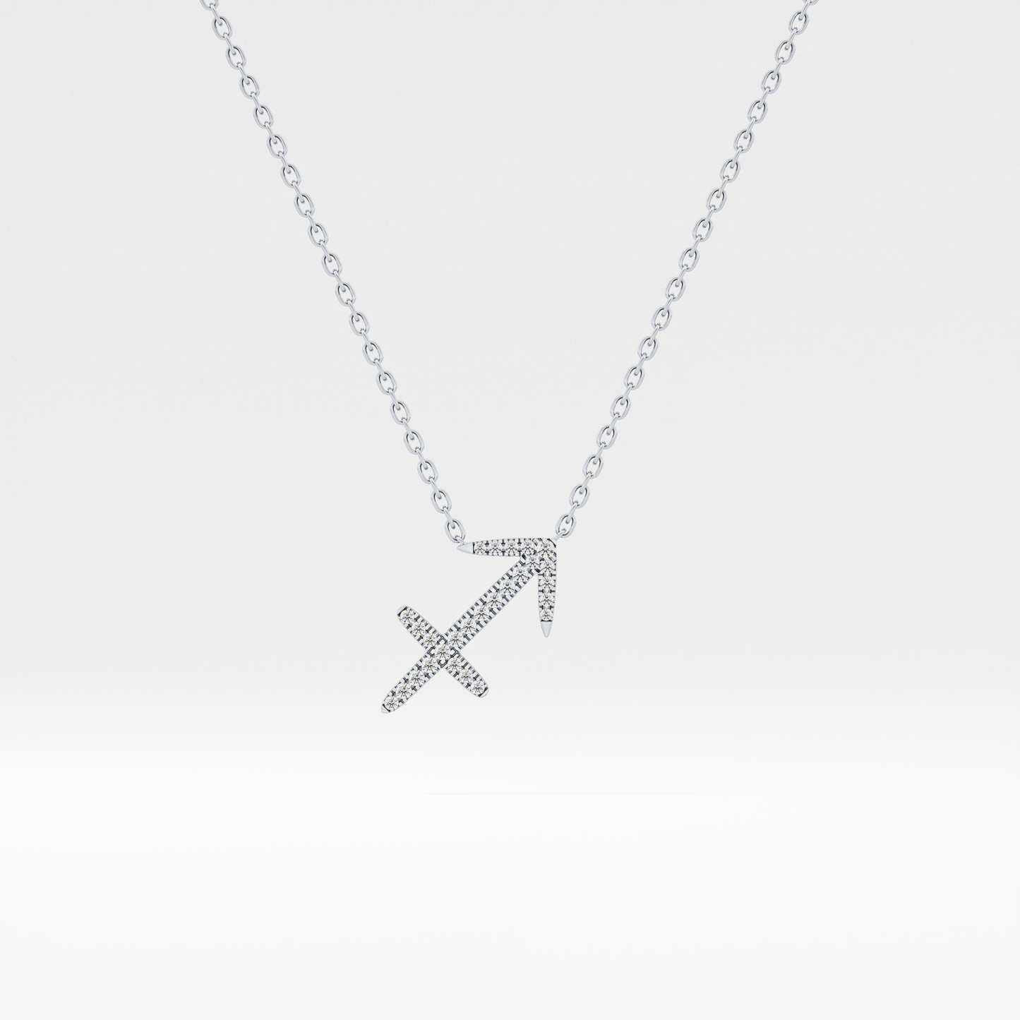 Classic 0.042 TCW Round Zodiac Sagittarius Shaped Moissanite Diamond Necklace
