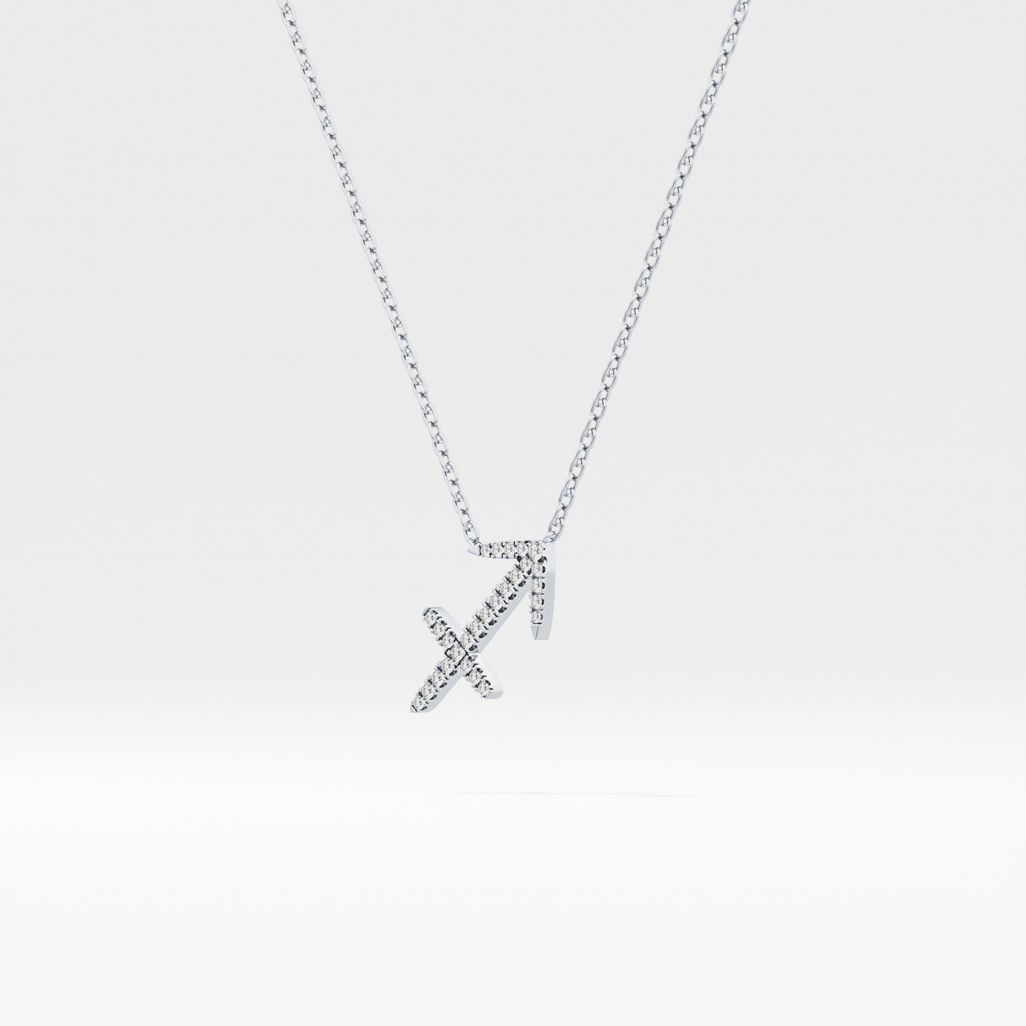 Classic 0.042 TCW Round Zodiac Sagittarius Shaped Moissanite Diamond Necklace