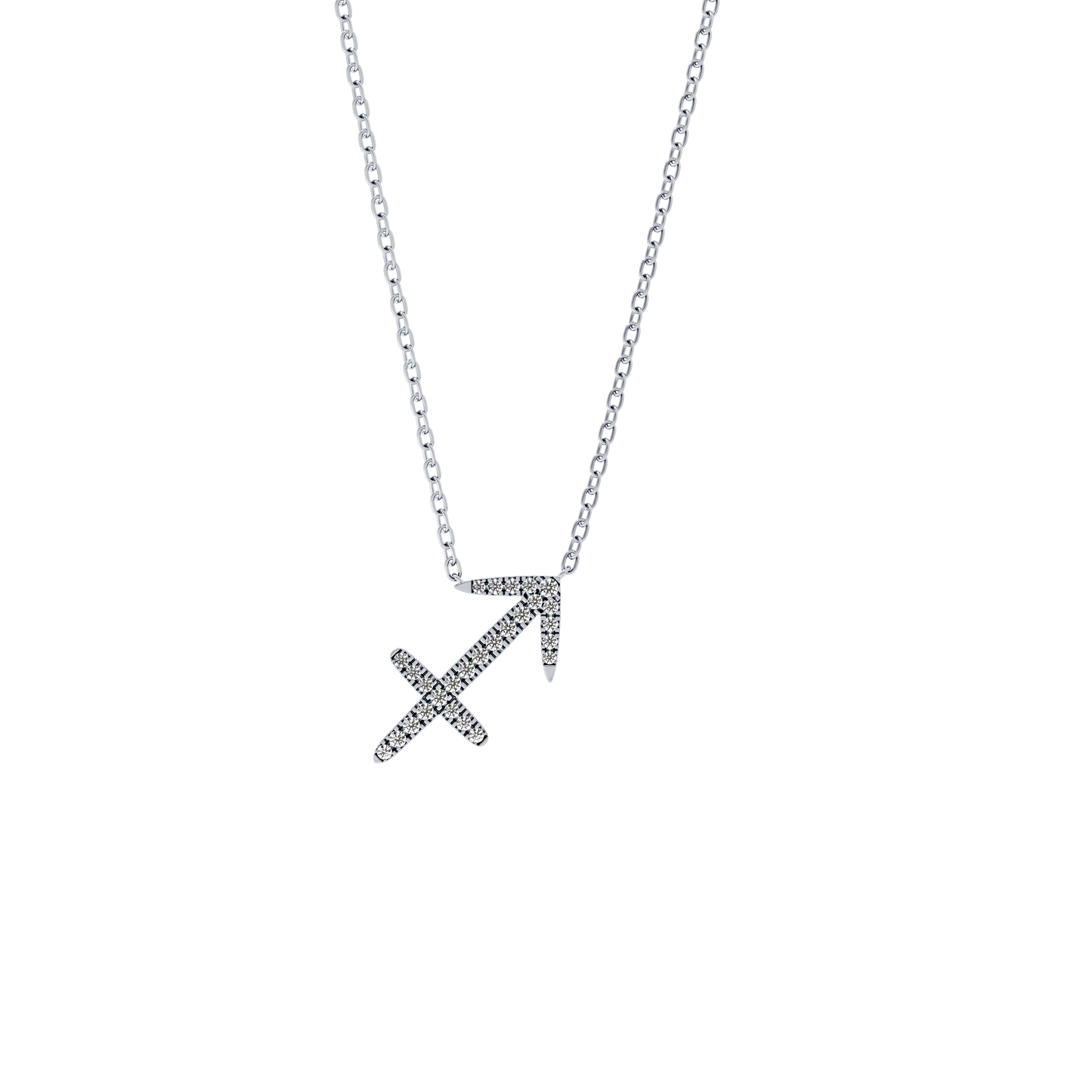 Classic 0.042 TCW Round Zodiac Sagittarius Shaped Moissanite Diamond Necklace