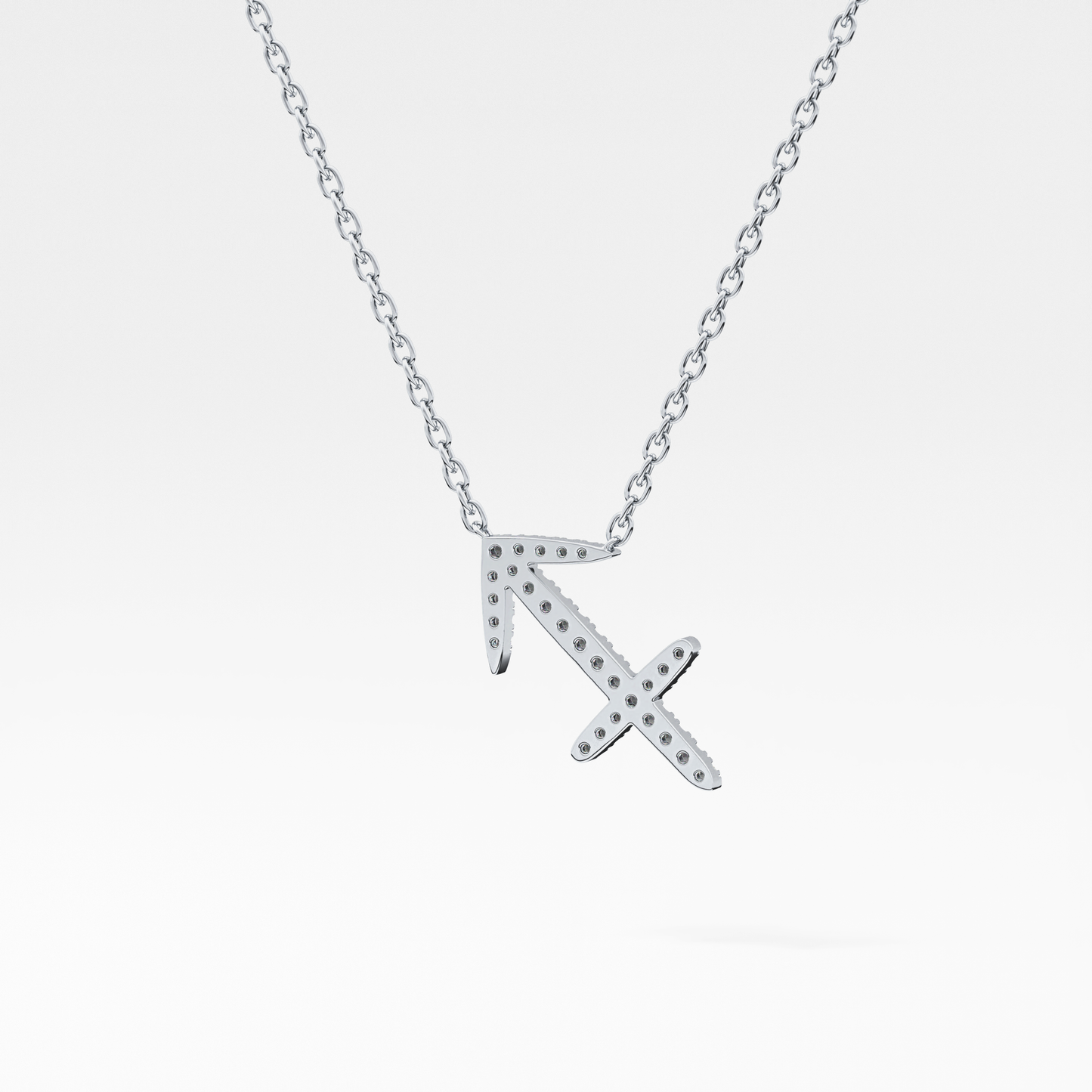 Classic 0.042 TCW Round Zodiac Sagittarius Shaped Moissanite Diamond Necklace