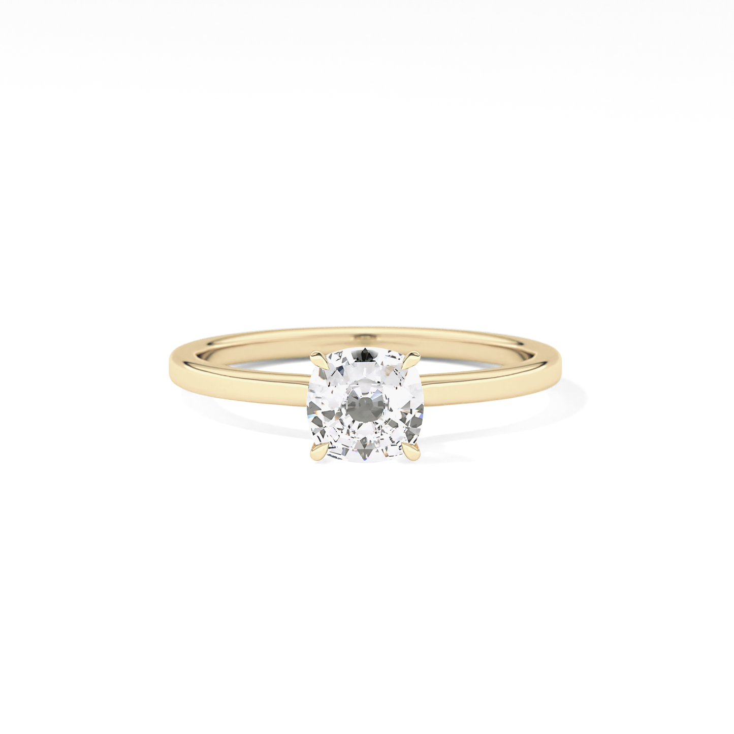 Cushion Cut 0.78 Carat Moissanite Ring – Hidden Halo Setting in Gold