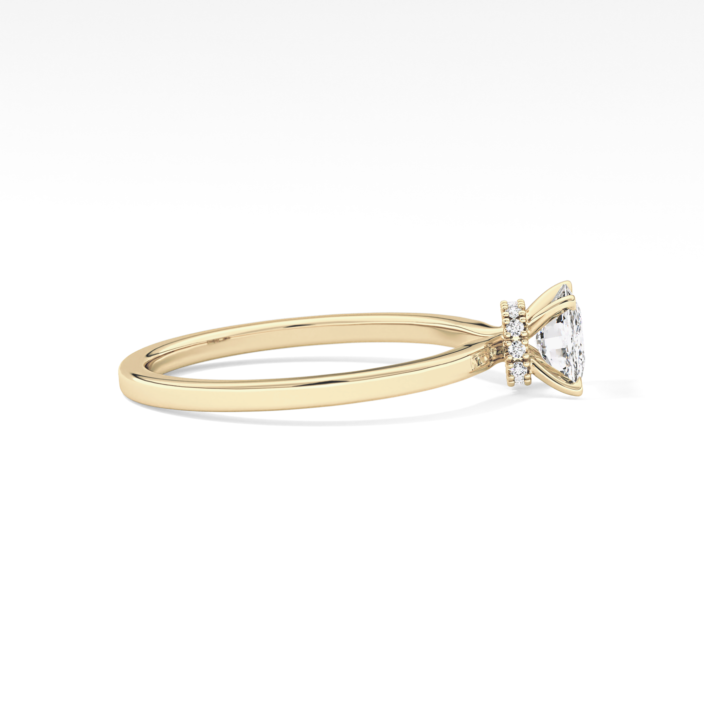 Cushion Cut 0.78 Carat Moissanite Ring – Hidden Halo Setting in Gold