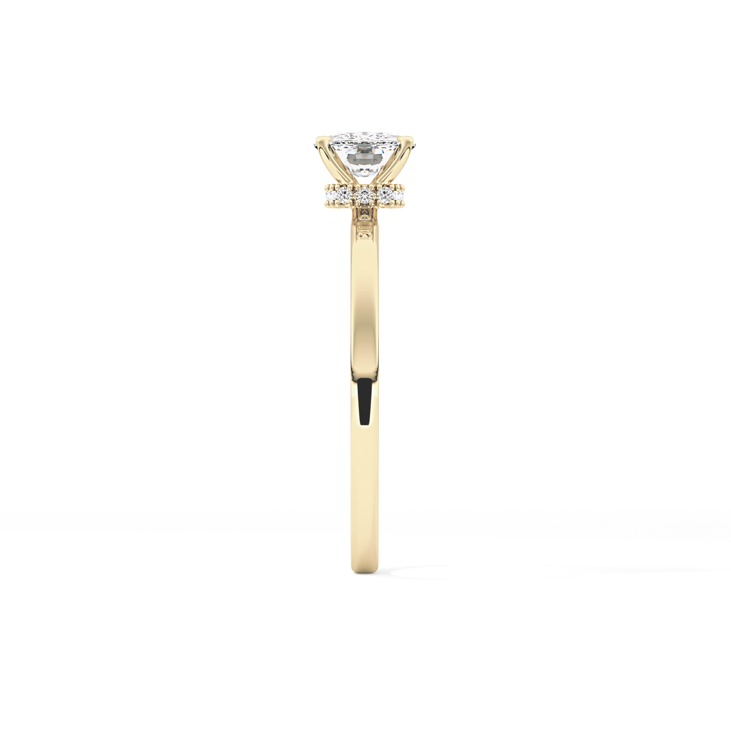 Cushion Cut 0.78 Carat Moissanite Ring – Hidden Halo Setting in Gold