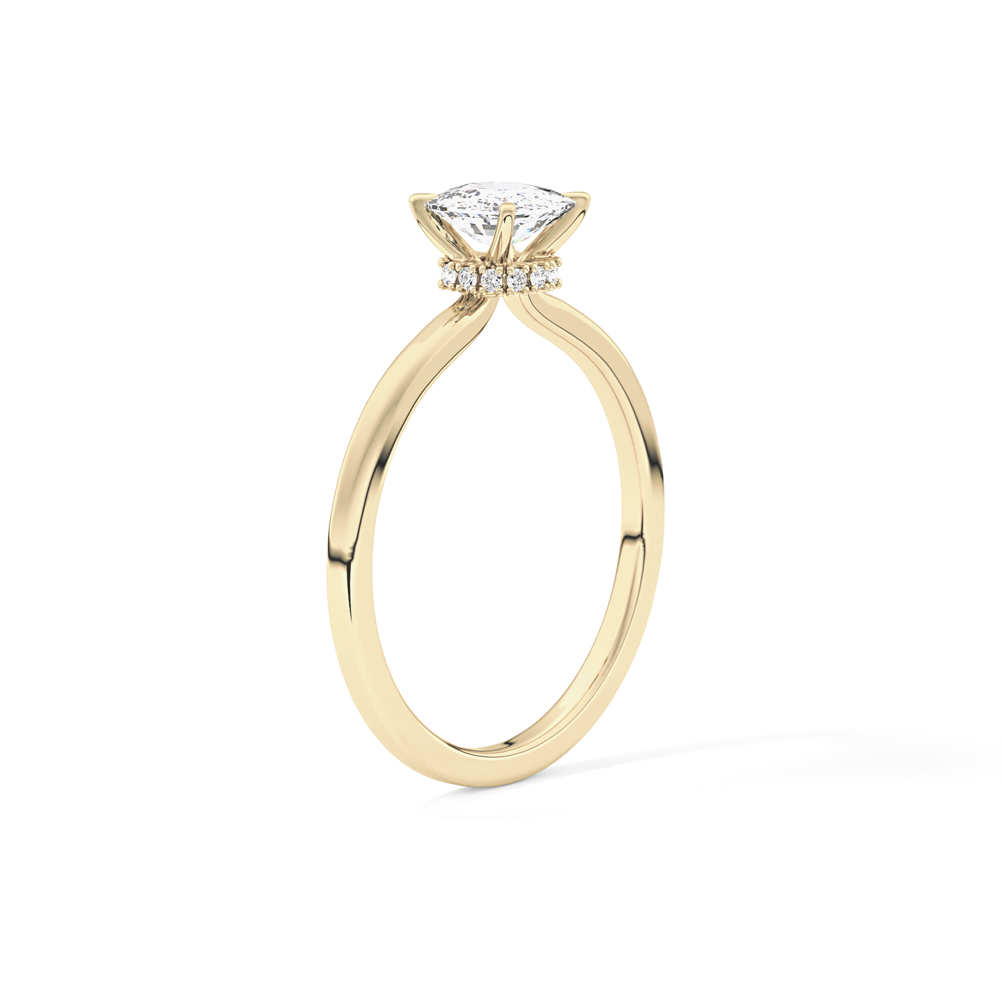 Cushion Cut 0.78 Carat Moissanite Ring – Hidden Halo Setting in Gold