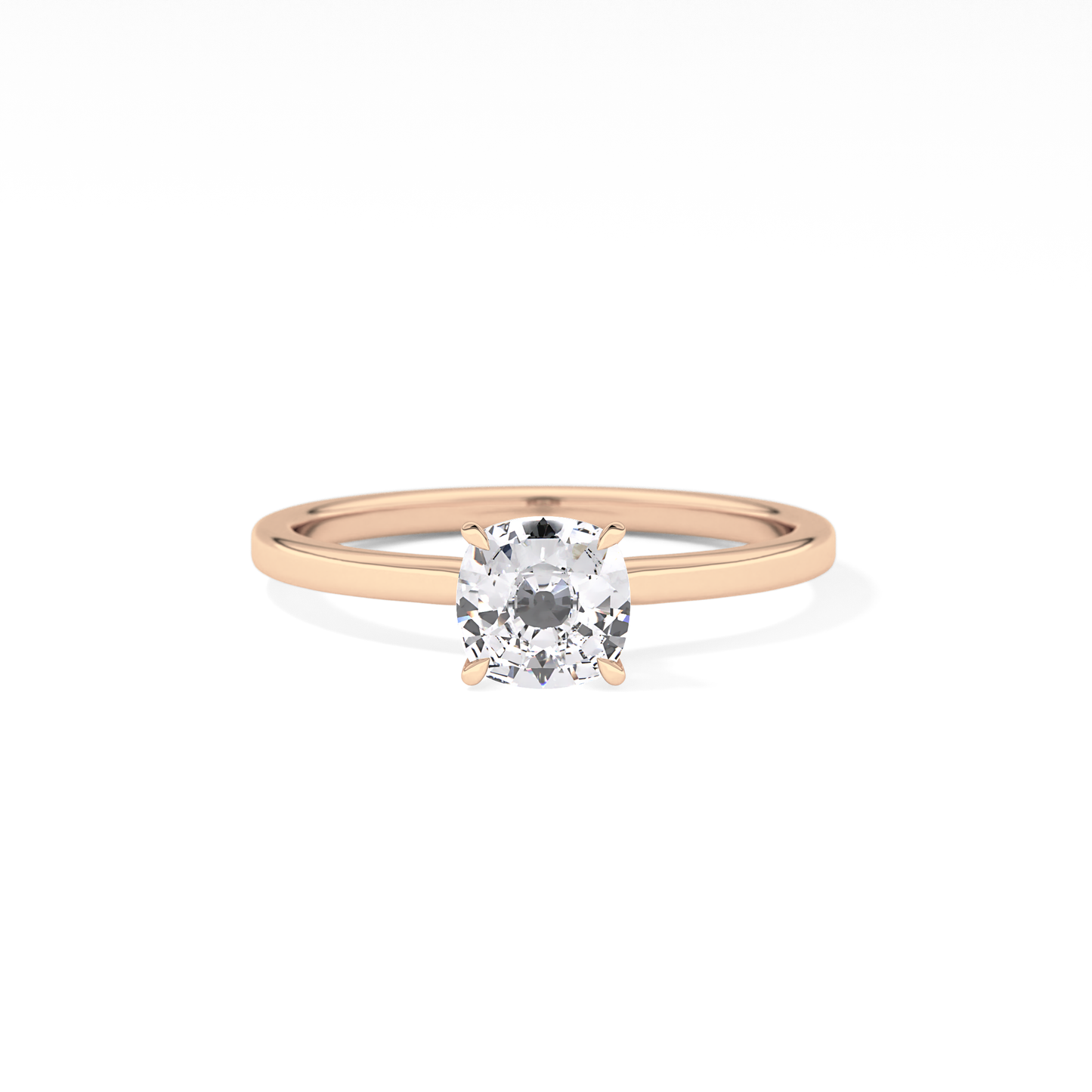 Cushion Cut 0.78 Carat Moissanite Ring – Hidden Halo Setting in Gold
