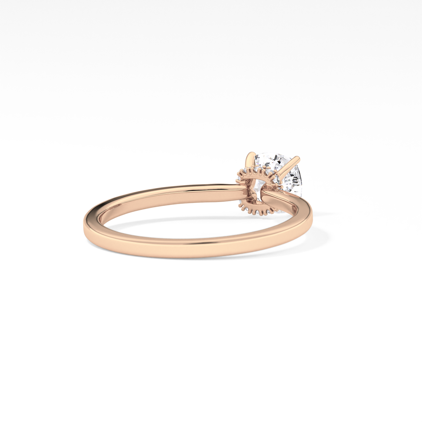 Cushion Cut 0.78 Carat Moissanite Ring – Hidden Halo Setting in Gold