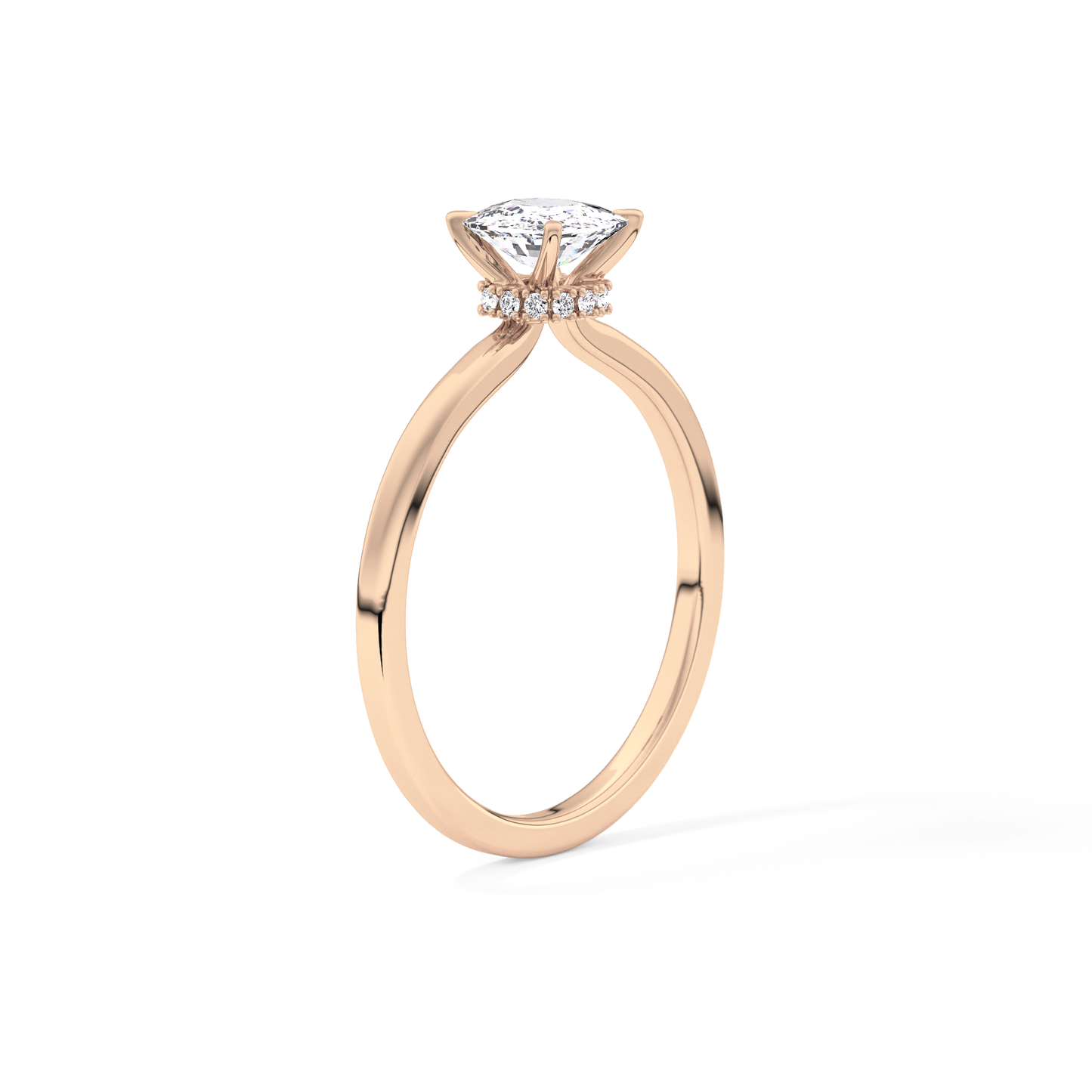 Cushion Cut 0.78 Carat Moissanite Ring – Hidden Halo Setting in Gold