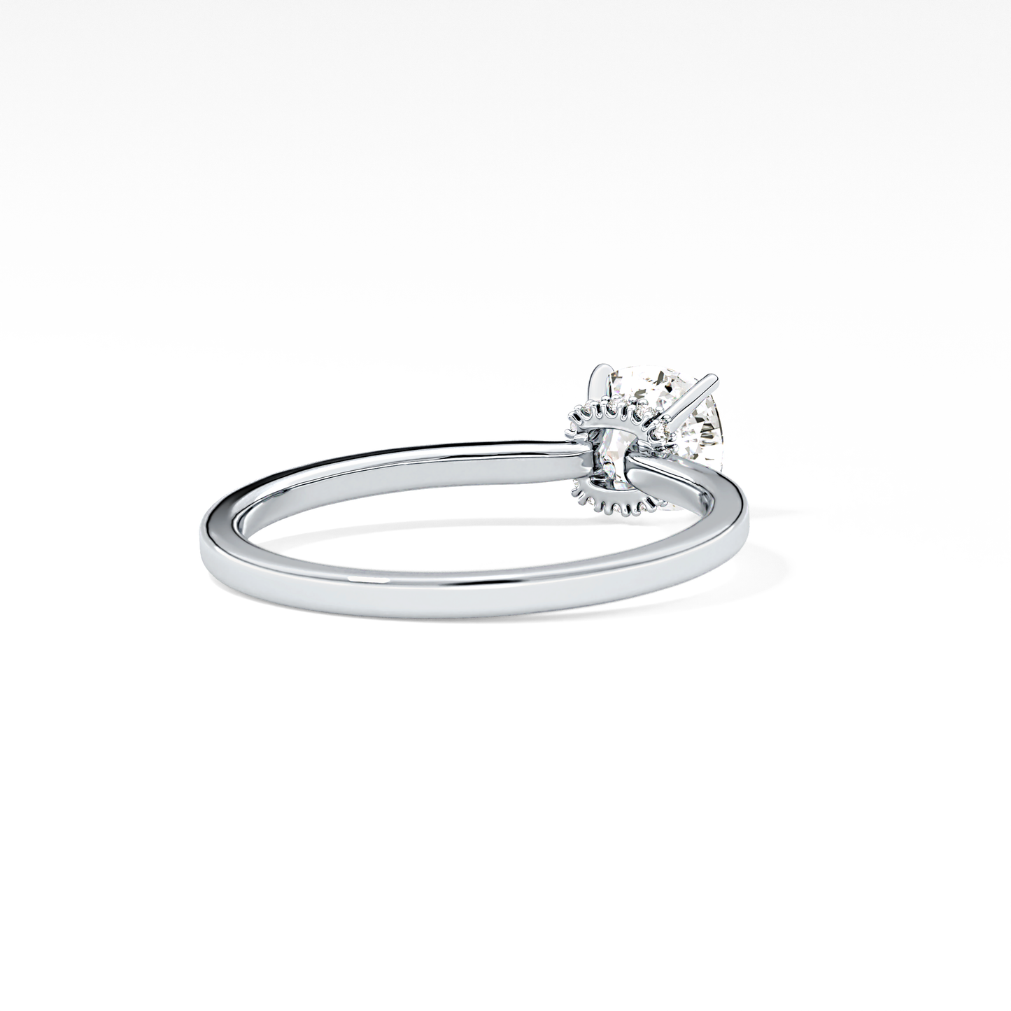 Cushion Cut 0.78 Carat Moissanite Ring – Hidden Halo Setting in Gold