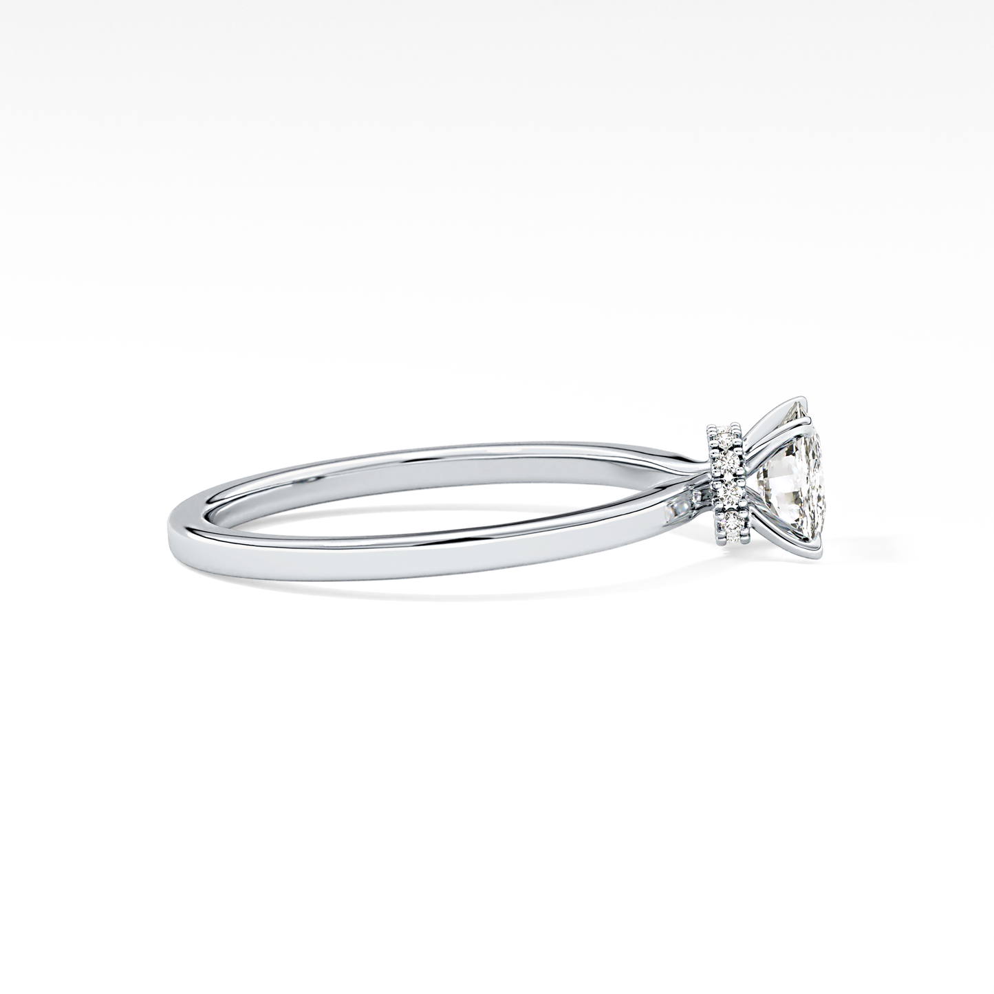 Cushion Cut 0.78 Carat Moissanite Ring – Hidden Halo Setting in Gold