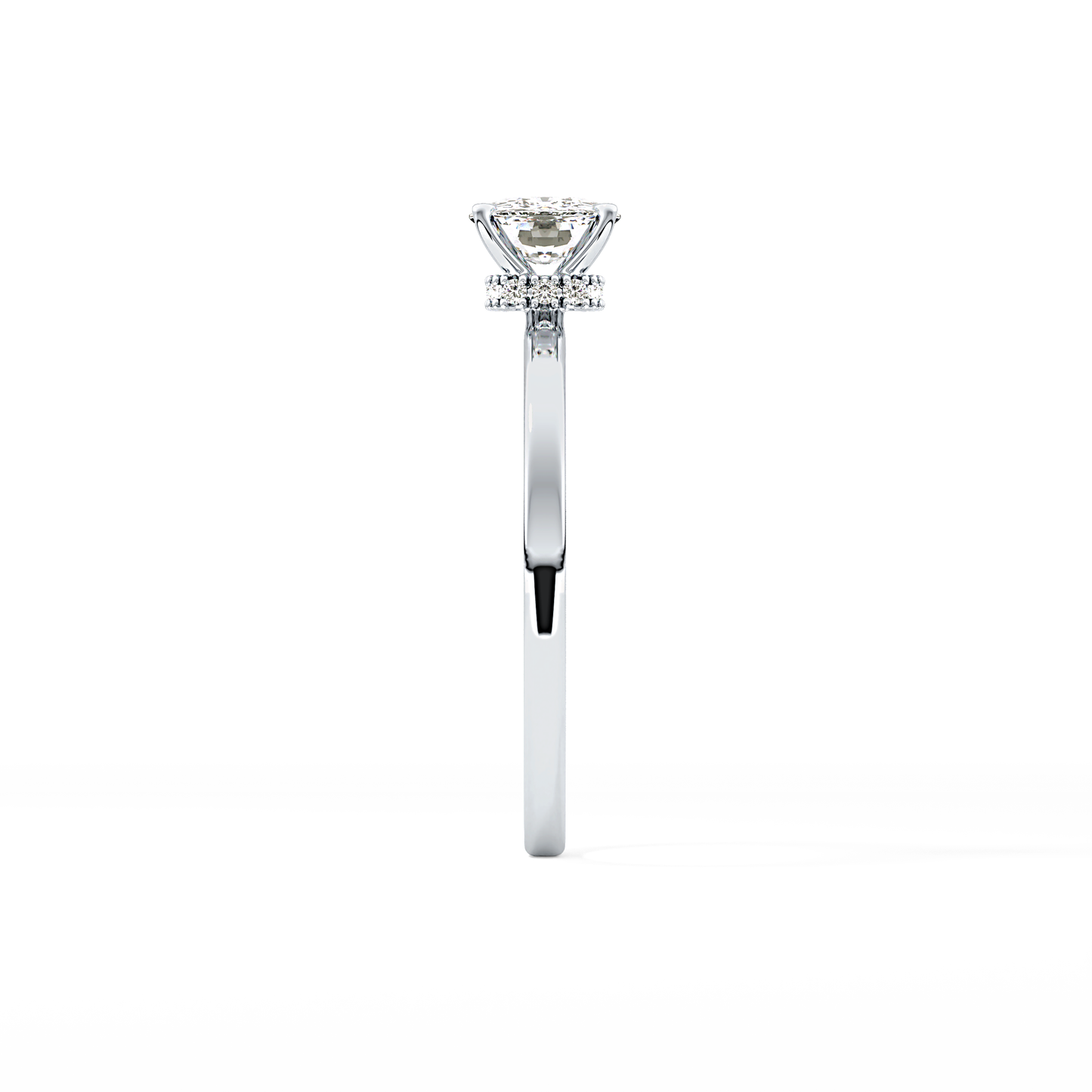 Cushion Cut 0.78 Carat Moissanite Ring – Hidden Halo Setting in Gold