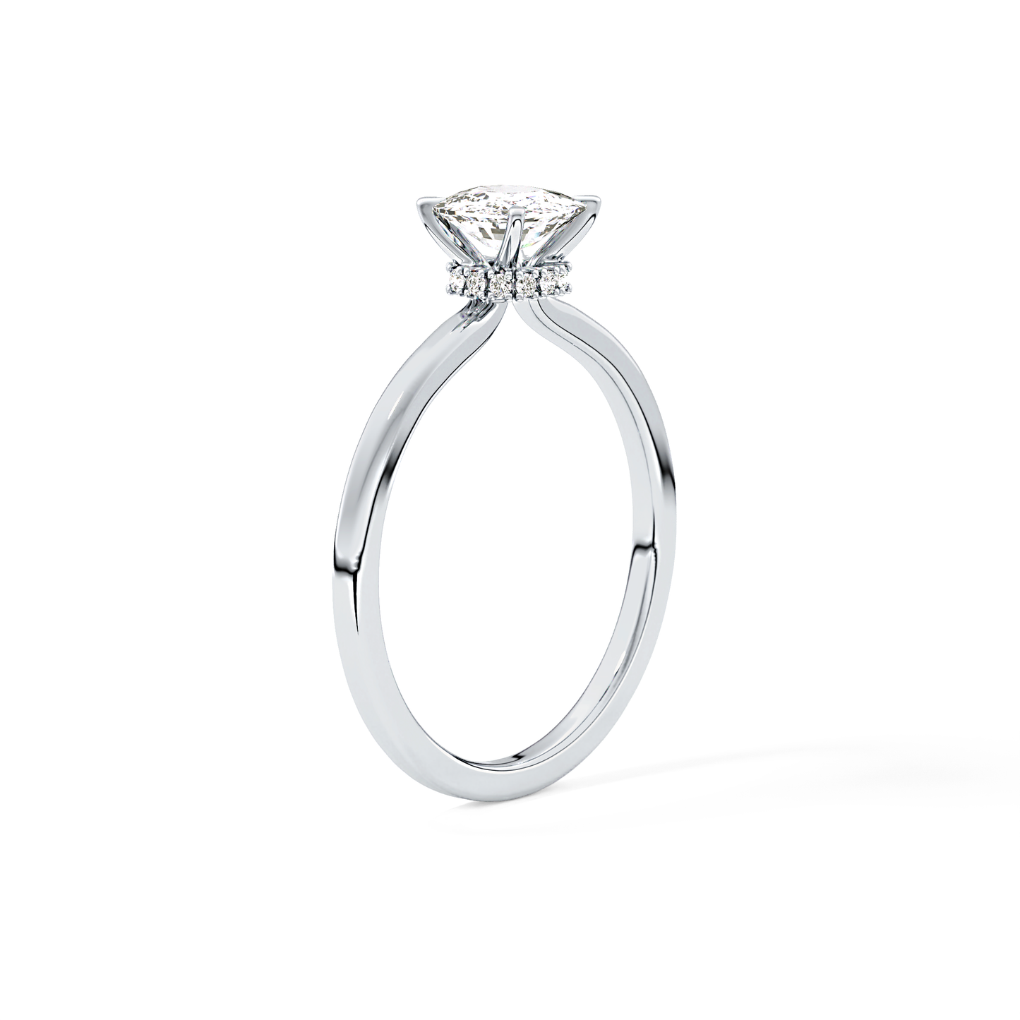 Cushion Cut 0.78 Carat Moissanite Ring – Hidden Halo Setting in Gold